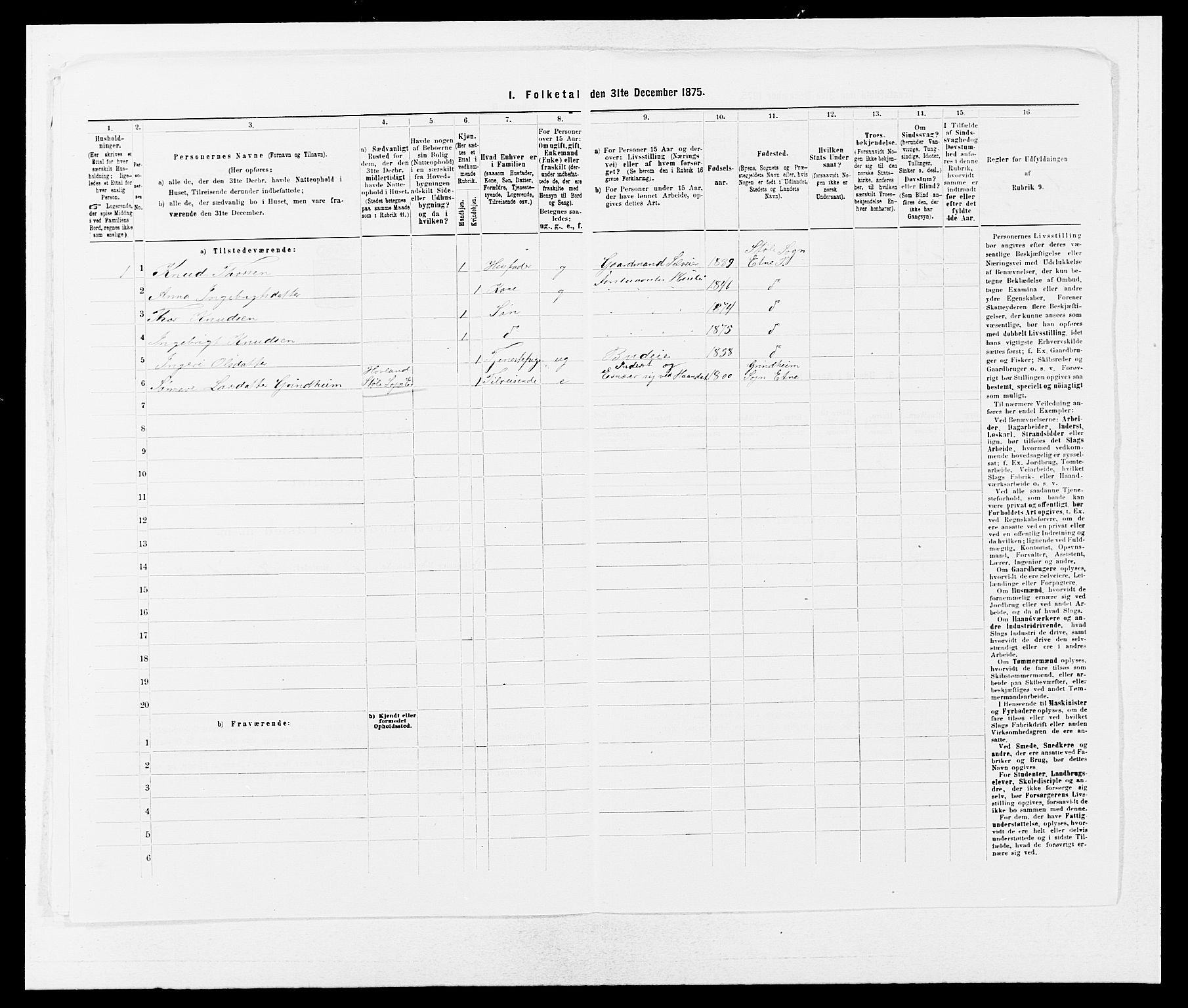 SAB, 1875 census for 1211P Etne, 1875, p. 292