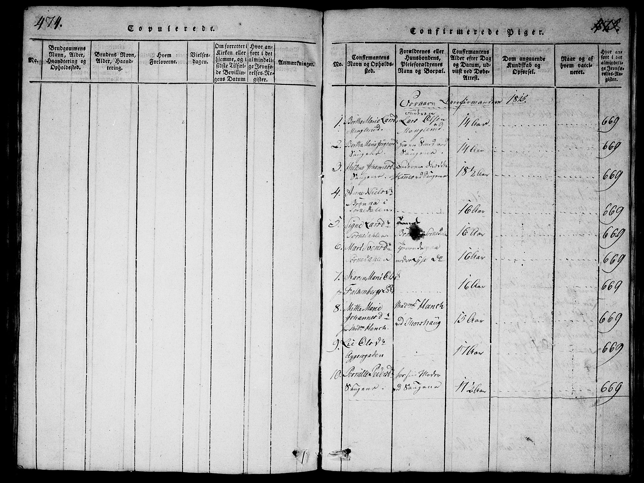 Aker prestekontor kirkebøker, SAO/A-10861/G/L0002: Parish register (copy) no. 2, 1815-1819, p. 474-475