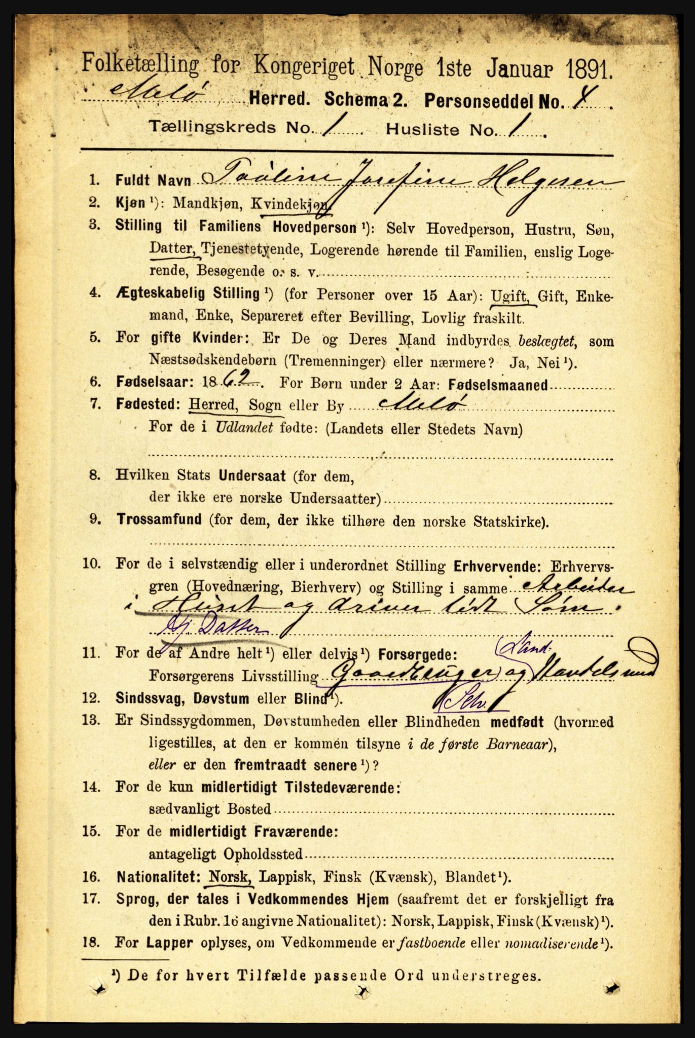 RA, 1891 census for 1837 Meløy, 1891, p. 111