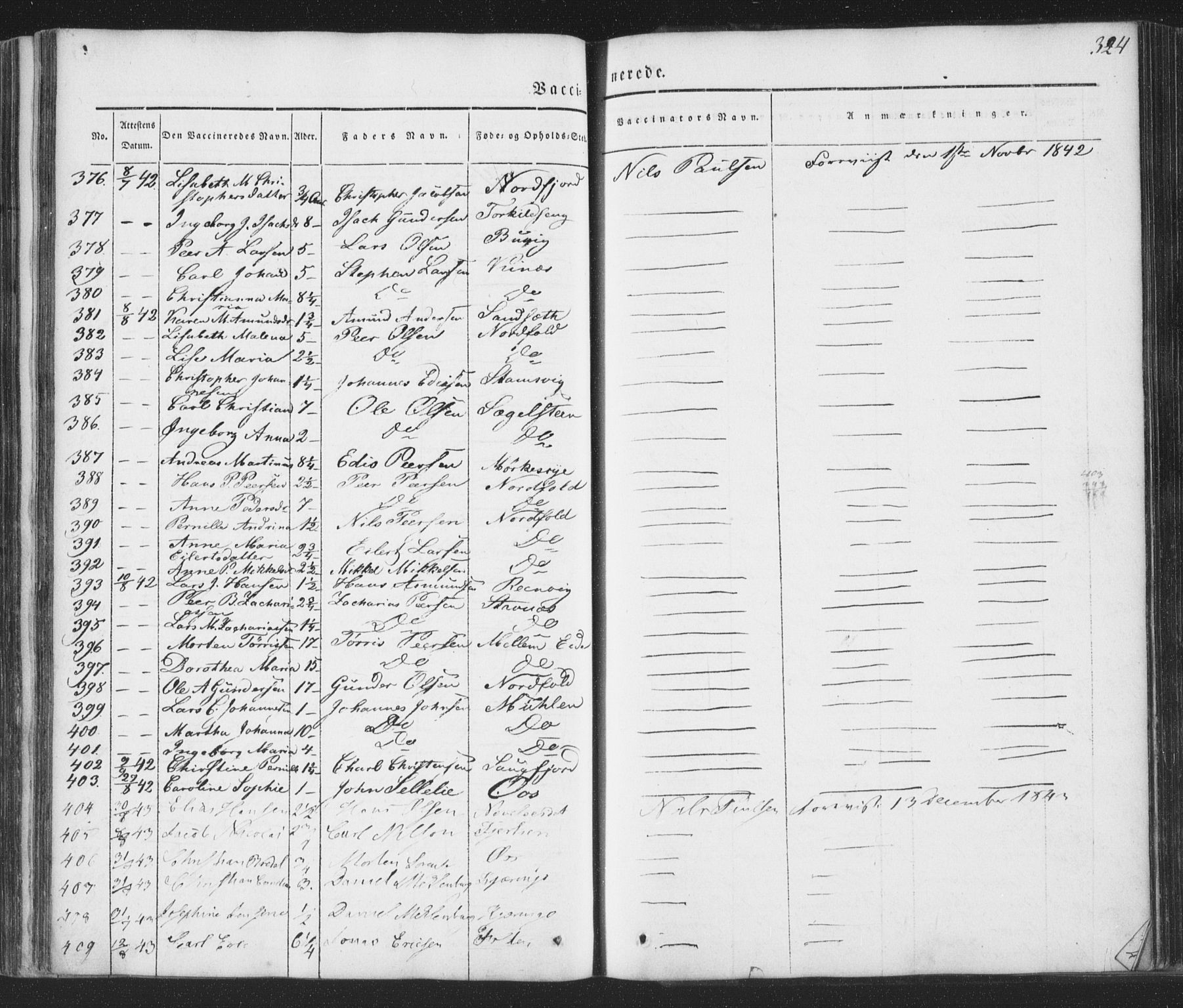 Ministerialprotokoller, klokkerbøker og fødselsregistre - Nordland, SAT/A-1459/853/L0769: Parish register (official) no. 853A08, 1836-1856, p. 324
