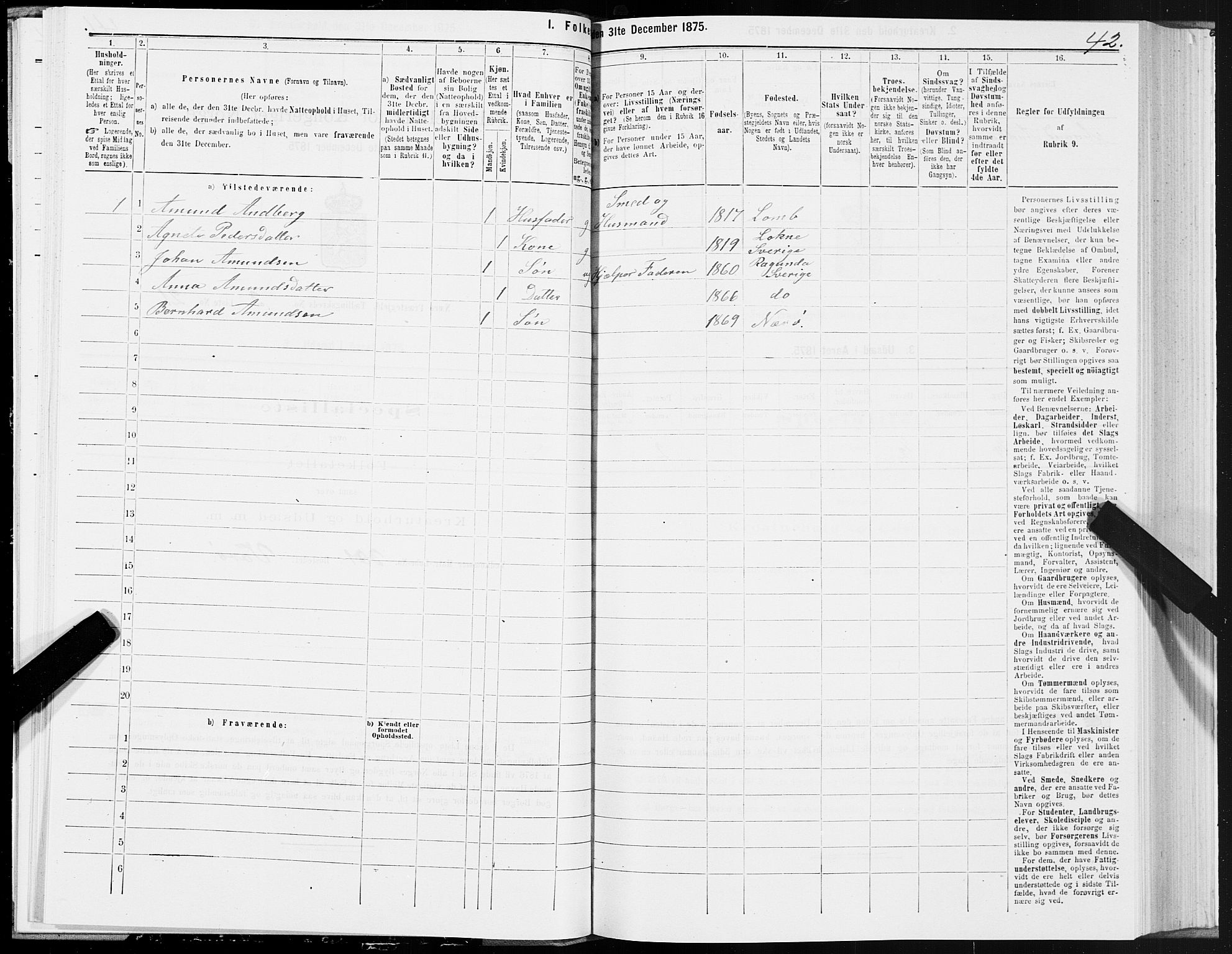 SAT, 1875 census for 1751P Nærøy, 1875, p. 2042