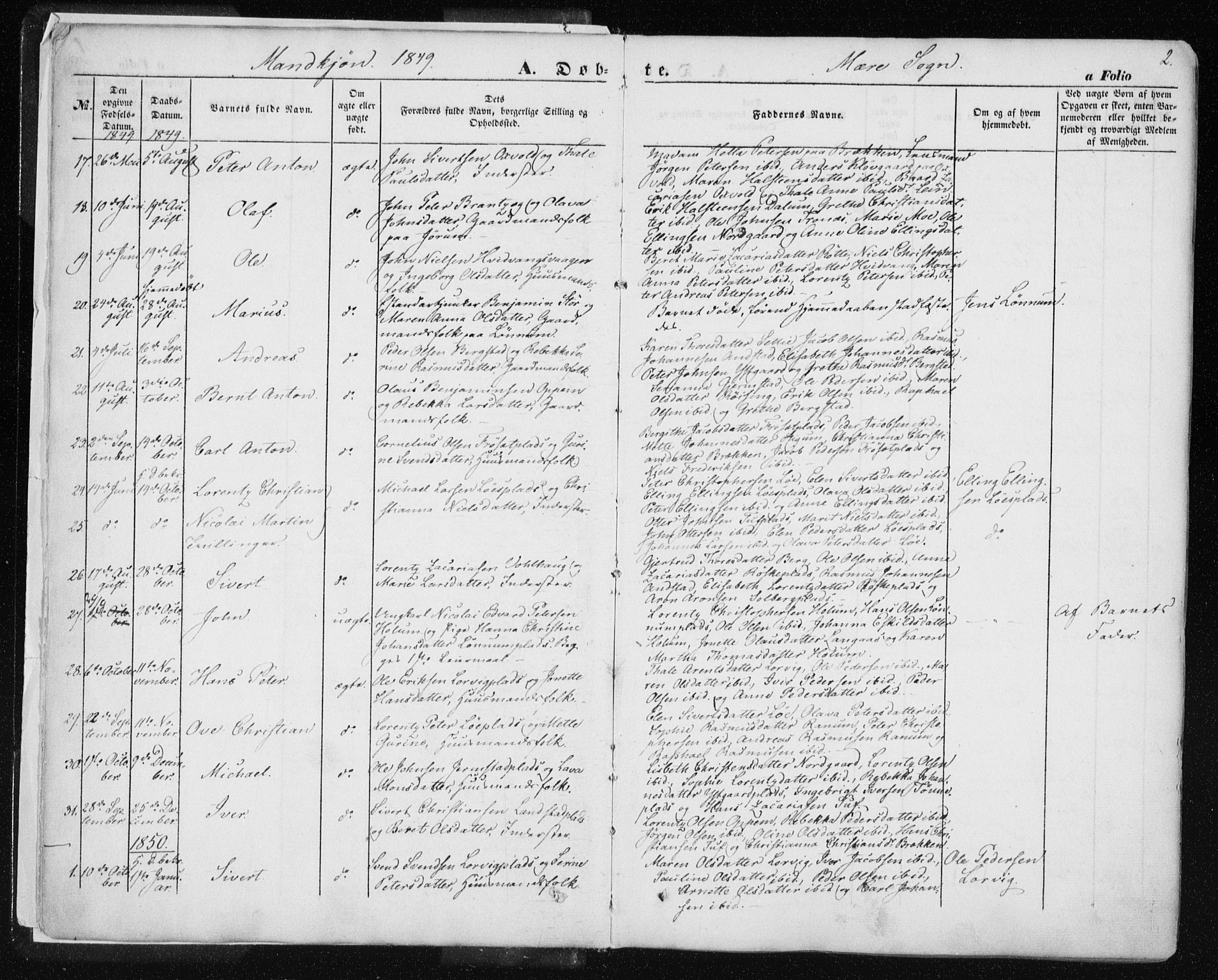Ministerialprotokoller, klokkerbøker og fødselsregistre - Nord-Trøndelag, AV/SAT-A-1458/735/L0342: Parish register (official) no. 735A07 /1, 1849-1862, p. 2