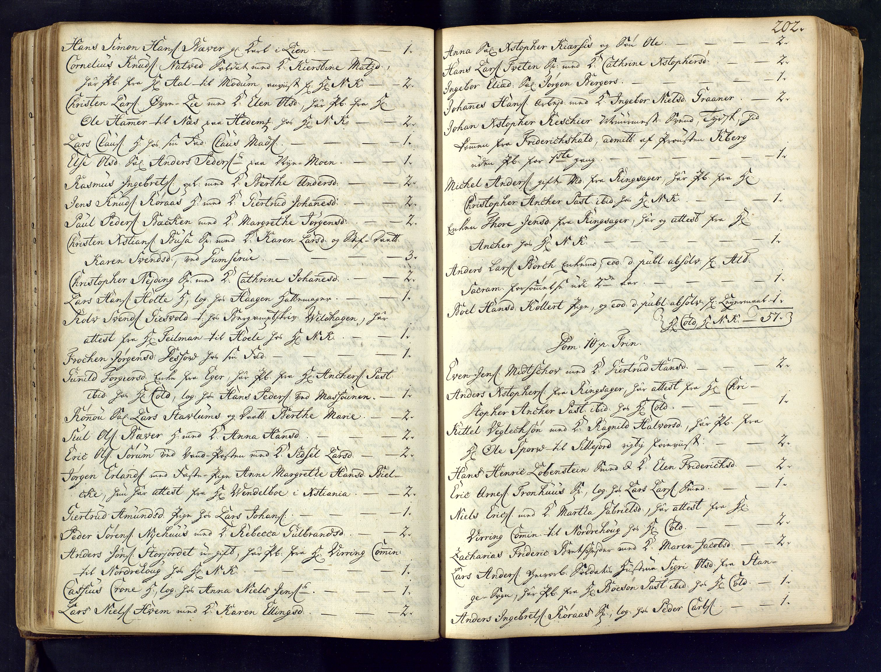 Kongsberg kirkebøker, SAKO/A-22/M/Ma/L0002: Communicants register no. 2, 1739-1745, p. 202