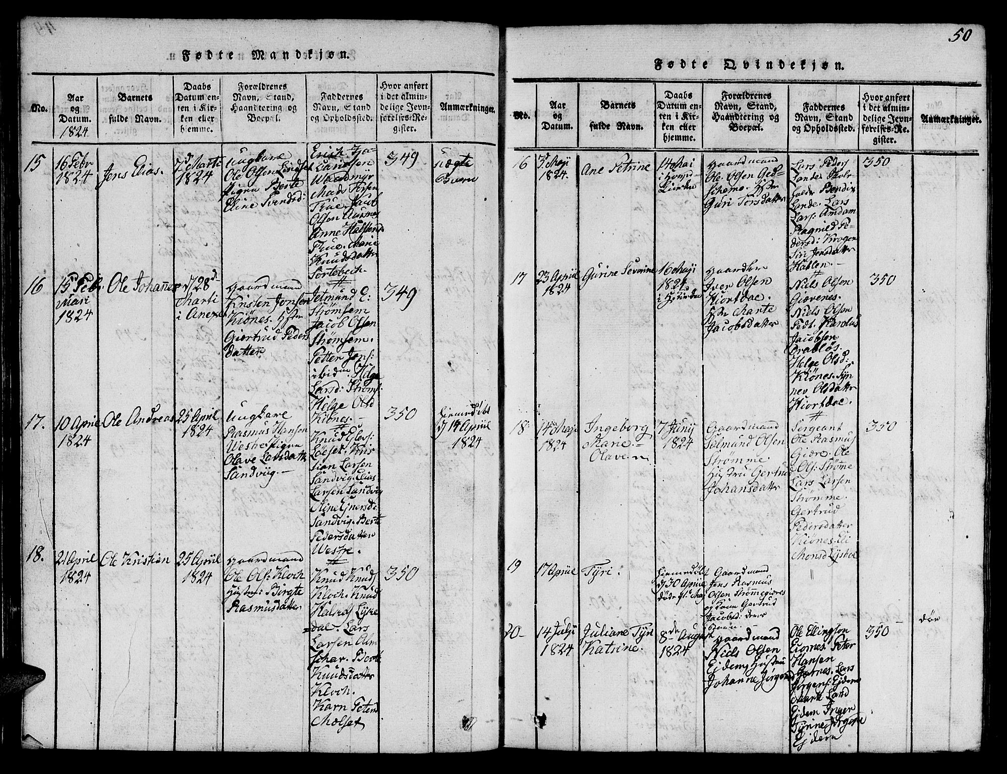 Ministerialprotokoller, klokkerbøker og fødselsregistre - Møre og Romsdal, AV/SAT-A-1454/522/L0322: Parish register (copy) no. 522C01, 1816-1830, p. 50