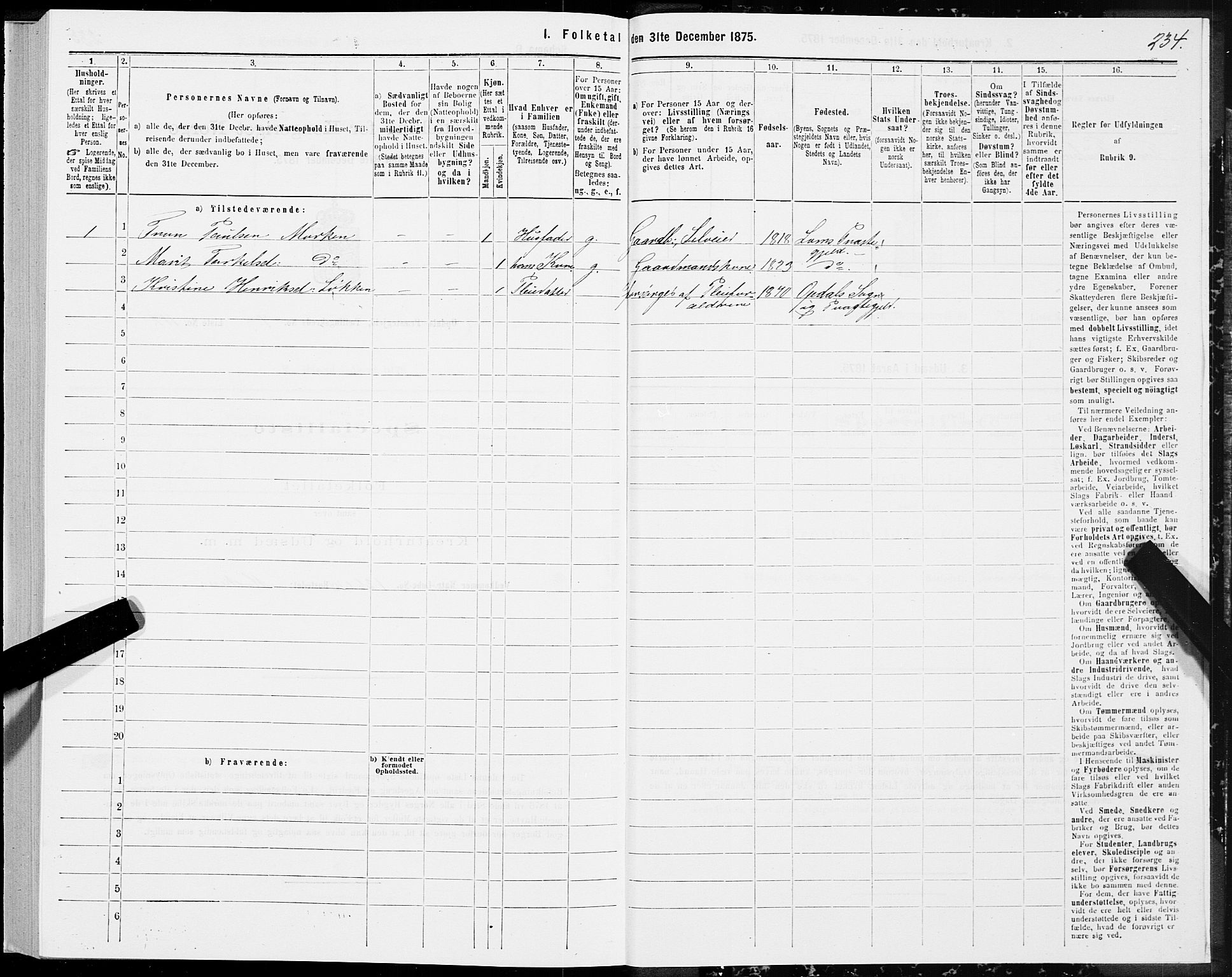 SAT, 1875 census for 1634P Oppdal, 1875, p. 4234