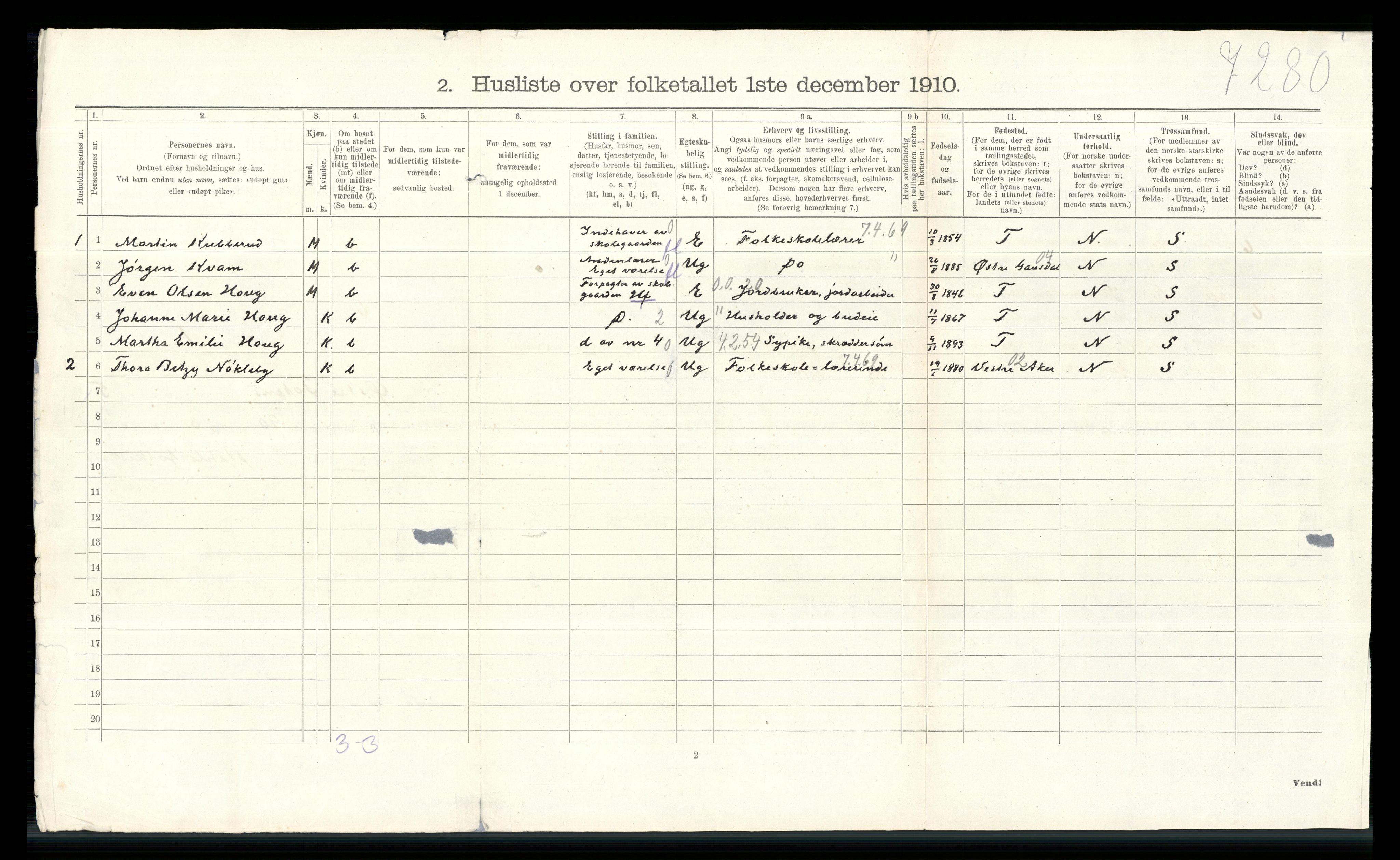 RA, 1910 census for Østre Toten, 1910, p. 1354