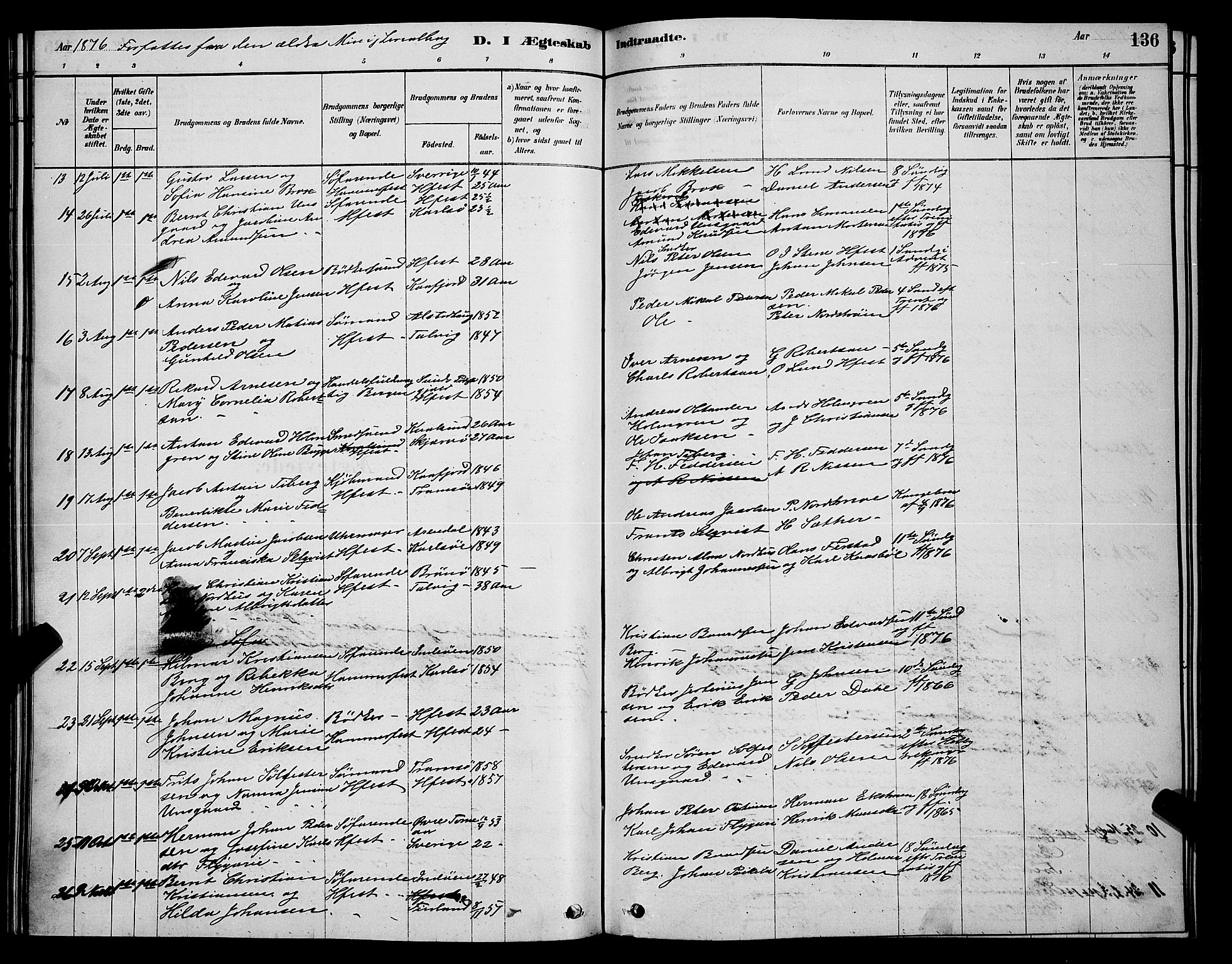 Hammerfest sokneprestkontor, SATØ/S-1347/H/Hb/L0006.klokk: Parish register (copy) no. 6, 1876-1884, p. 136