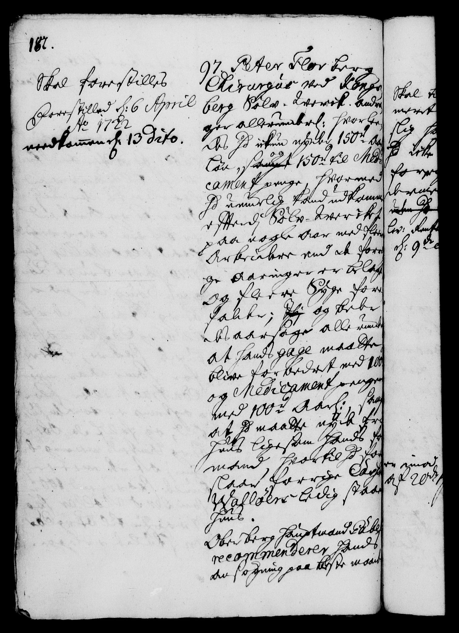 Rentekammeret, Kammerkanselliet, RA/EA-3111/G/Gh/Gha/L0005: Norsk ekstraktmemorialprotokoll (merket RK 53.50), 1721-1723, p. 182