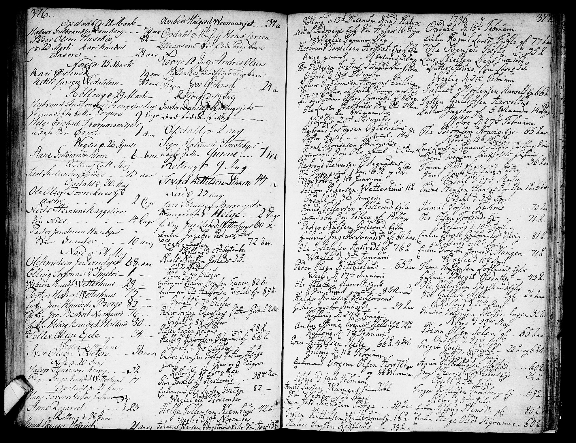 Rollag kirkebøker, AV/SAKO-A-240/F/Fa/L0005: Parish register (official) no. I 5, 1792-1814, p. 376-377