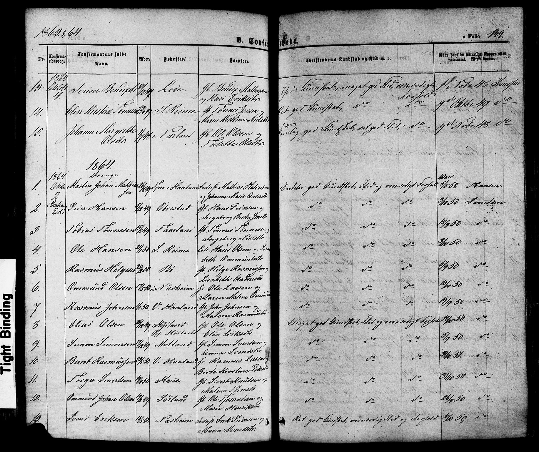 Hå sokneprestkontor, SAST/A-101801/001/30BA/L0008: Parish register (official) no. A 7, 1853-1878, p. 149