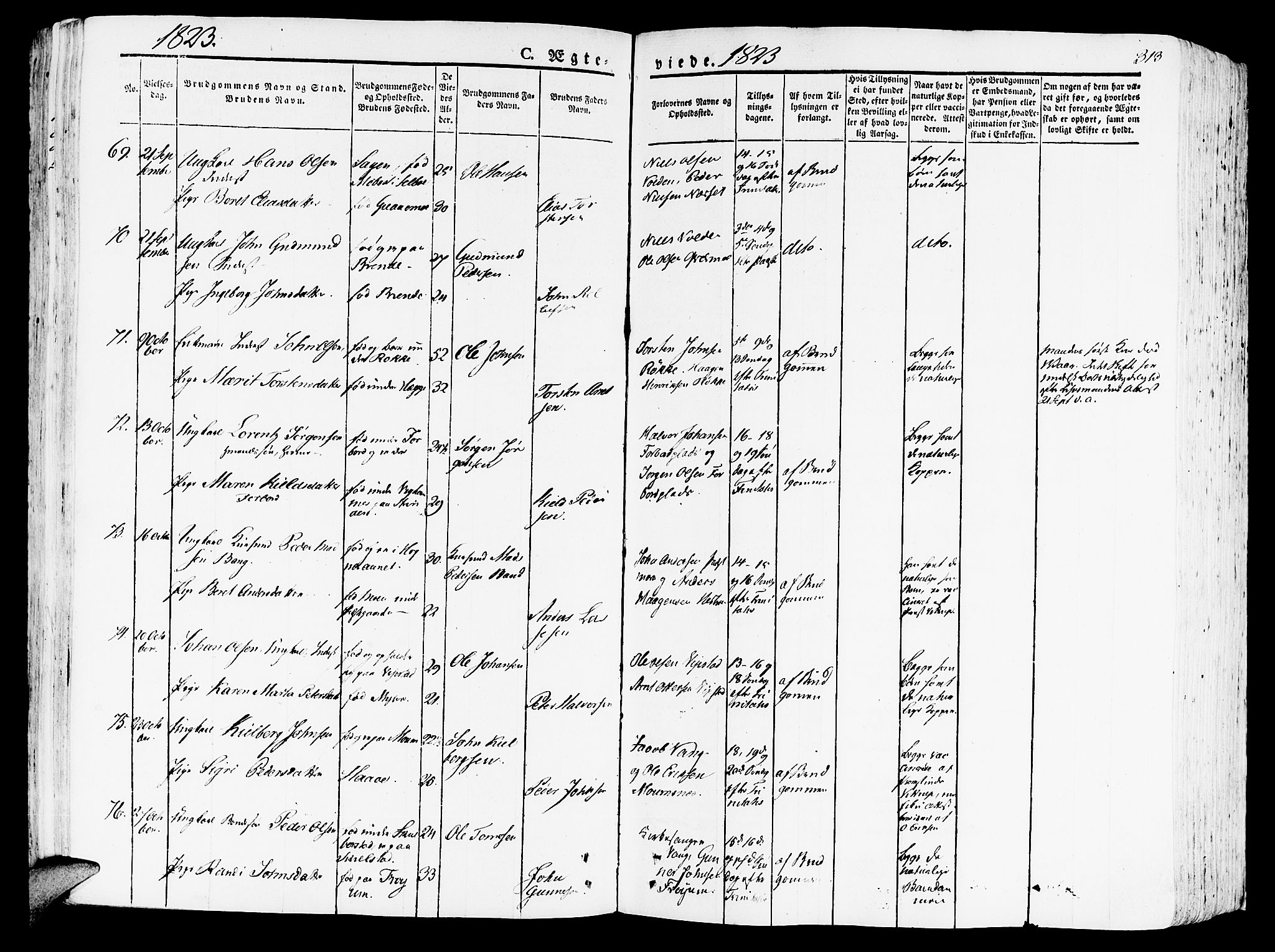 Ministerialprotokoller, klokkerbøker og fødselsregistre - Nord-Trøndelag, AV/SAT-A-1458/709/L0070: Parish register (official) no. 709A10, 1820-1832, p. 313