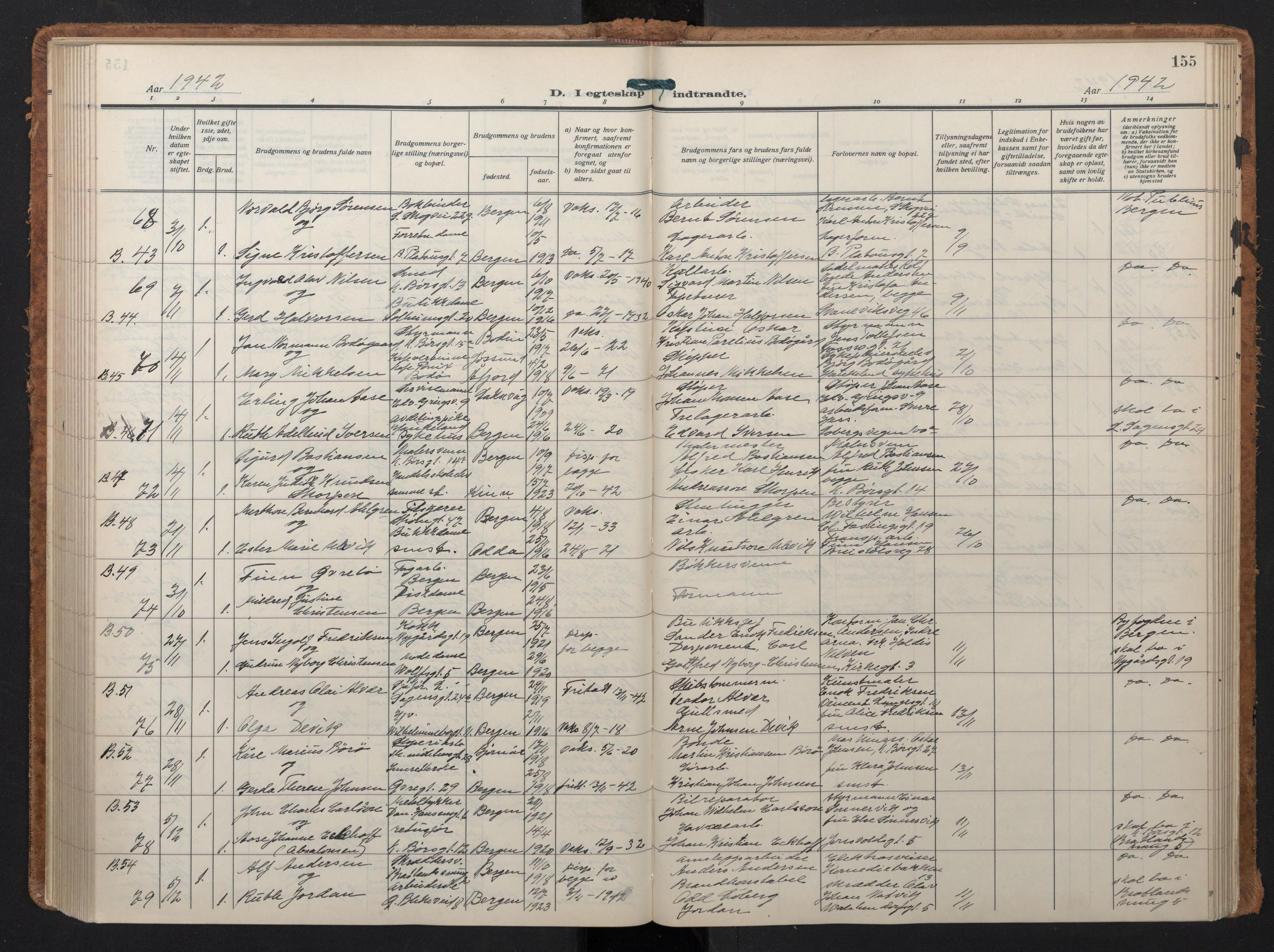 Johanneskirken sokneprestembete, AV/SAB-A-76001/H/Hab: Parish register (copy) no. C 3, 1929-1949, p. 154b-155a