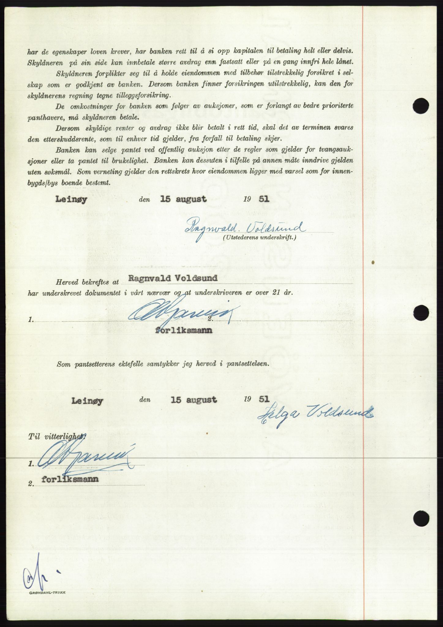 Søre Sunnmøre sorenskriveri, AV/SAT-A-4122/1/2/2C/L0120: Mortgage book no. 8B, 1951-1951, Diary no: : 1542/1951