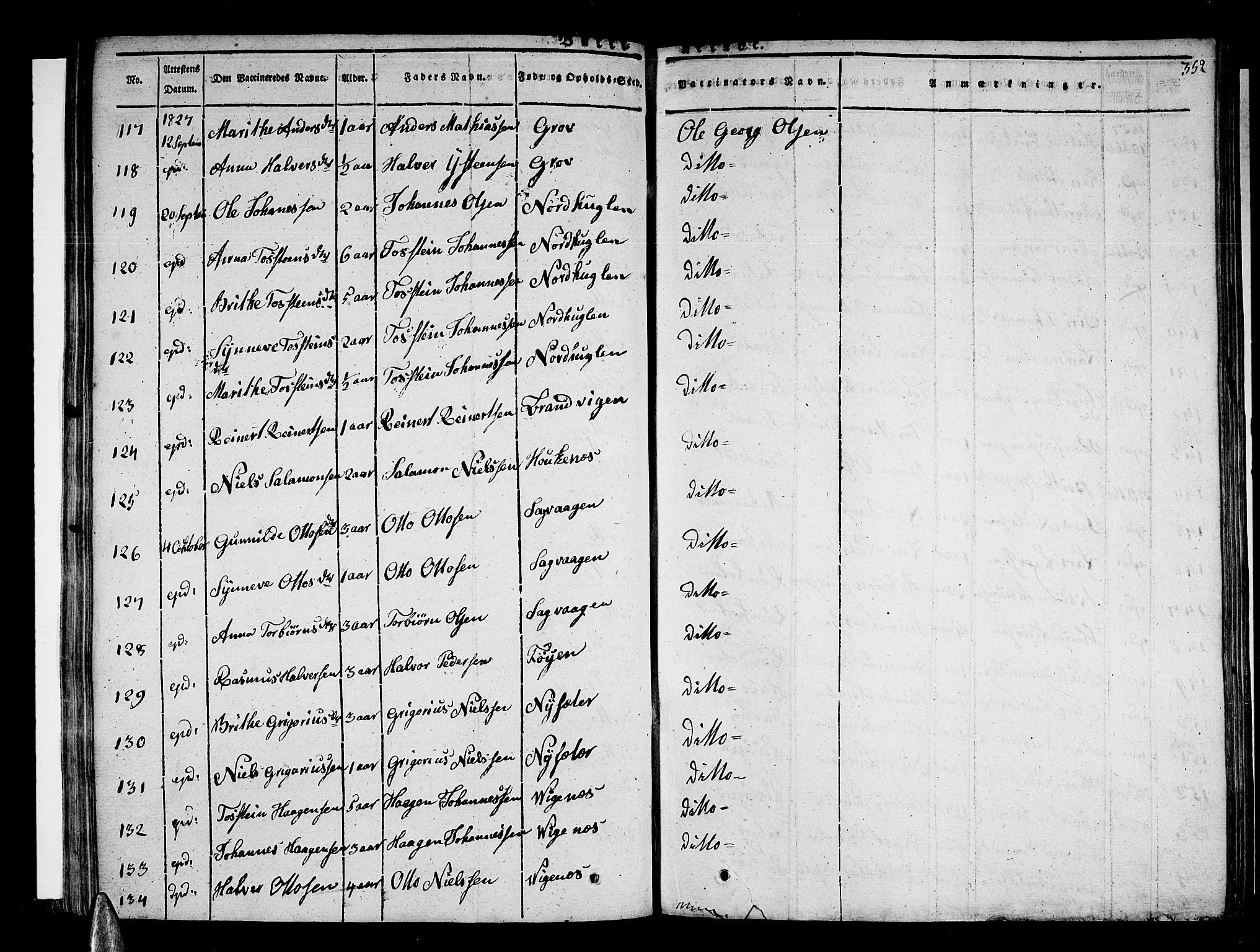 Stord sokneprestembete, SAB/A-78201/H/Haa: Parish register (official) no. A 6, 1826-1840, p. 352