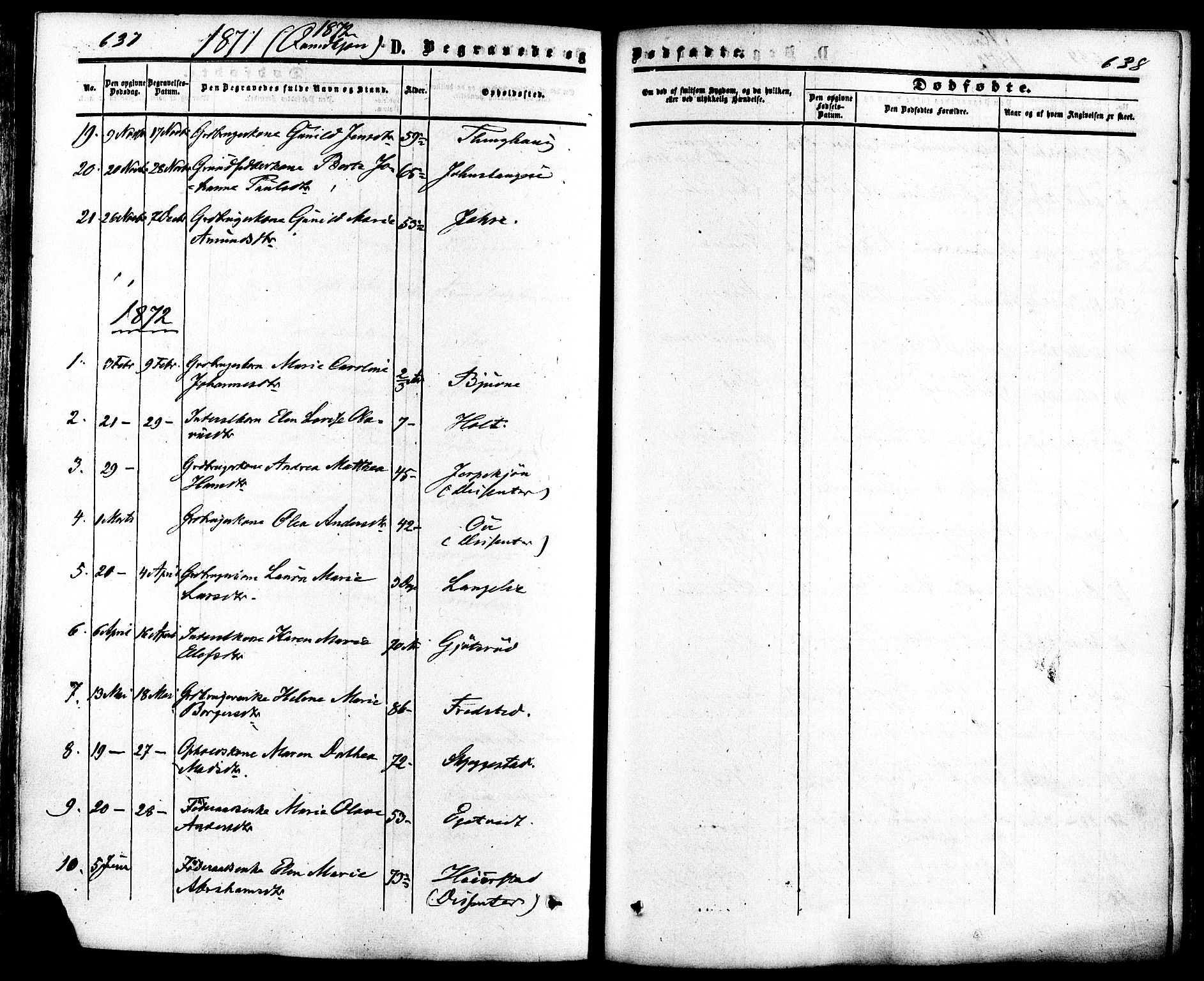 Ramnes kirkebøker, SAKO/A-314/F/Fa/L0006: Parish register (official) no. I 6, 1862-1877, p. 637-638