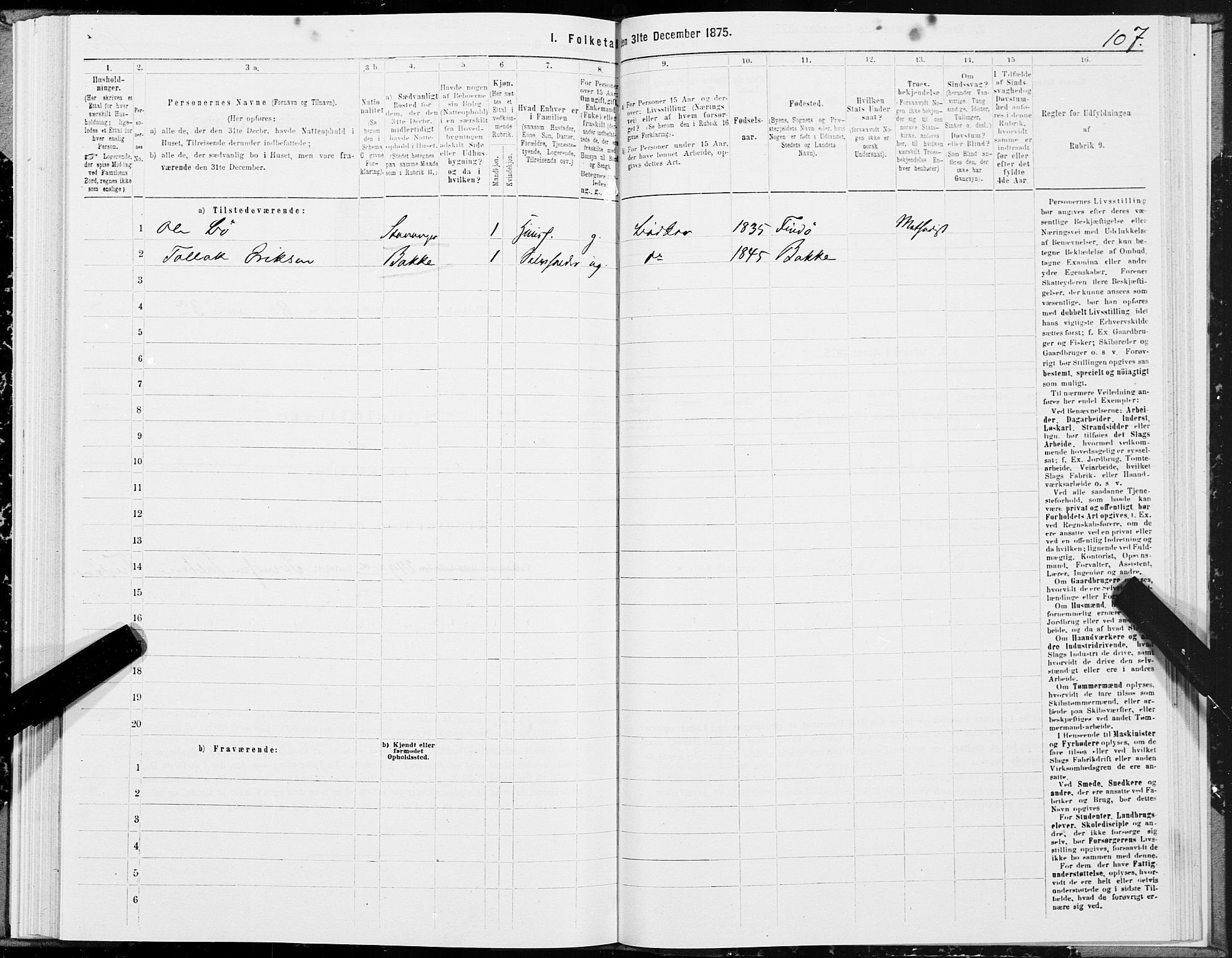 SAT, 1875 census for 1838P Gildeskål, 1875, p. 4107