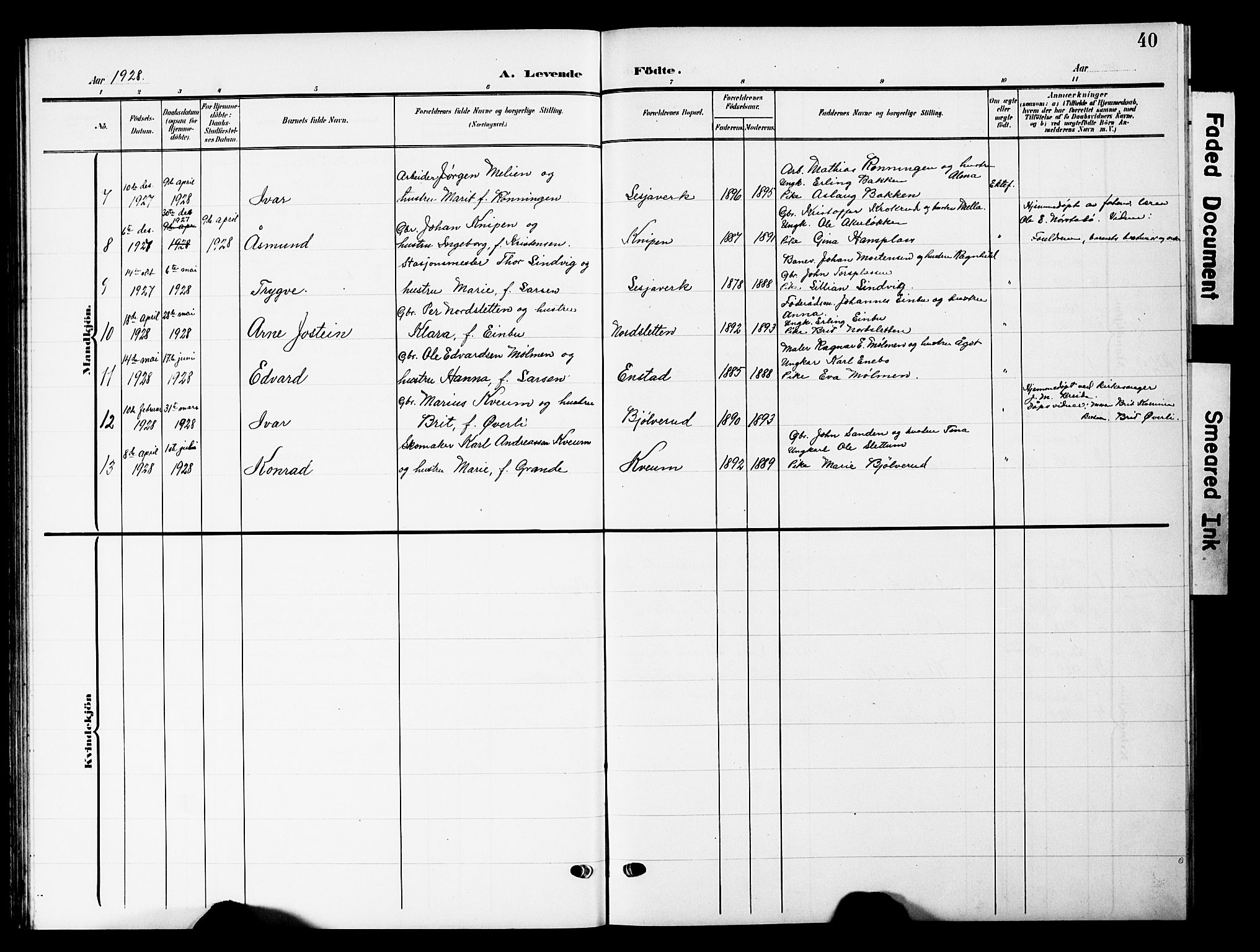 Lesja prestekontor, SAH/PREST-068/H/Ha/Hab/L0008: Parish register (copy) no. 8, 1905-1931, p. 40