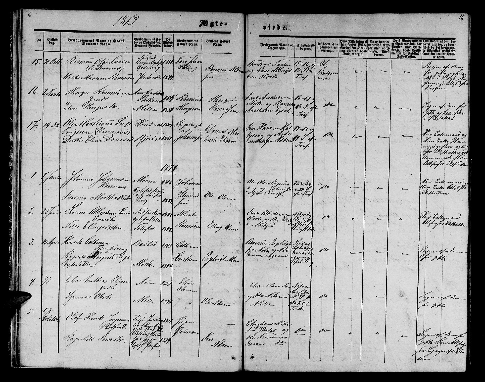 Ministerialprotokoller, klokkerbøker og fødselsregistre - Møre og Romsdal, AV/SAT-A-1454/513/L0188: Parish register (copy) no. 513C02, 1865-1882, p. 16