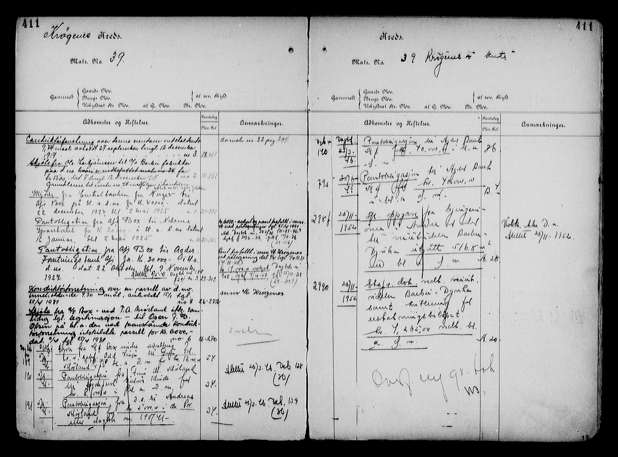 Arendal byfogd, AV/SAK-1222-0001/G/Ga/L0015: Mortgage register no. 13, 1860-1960, p. 411