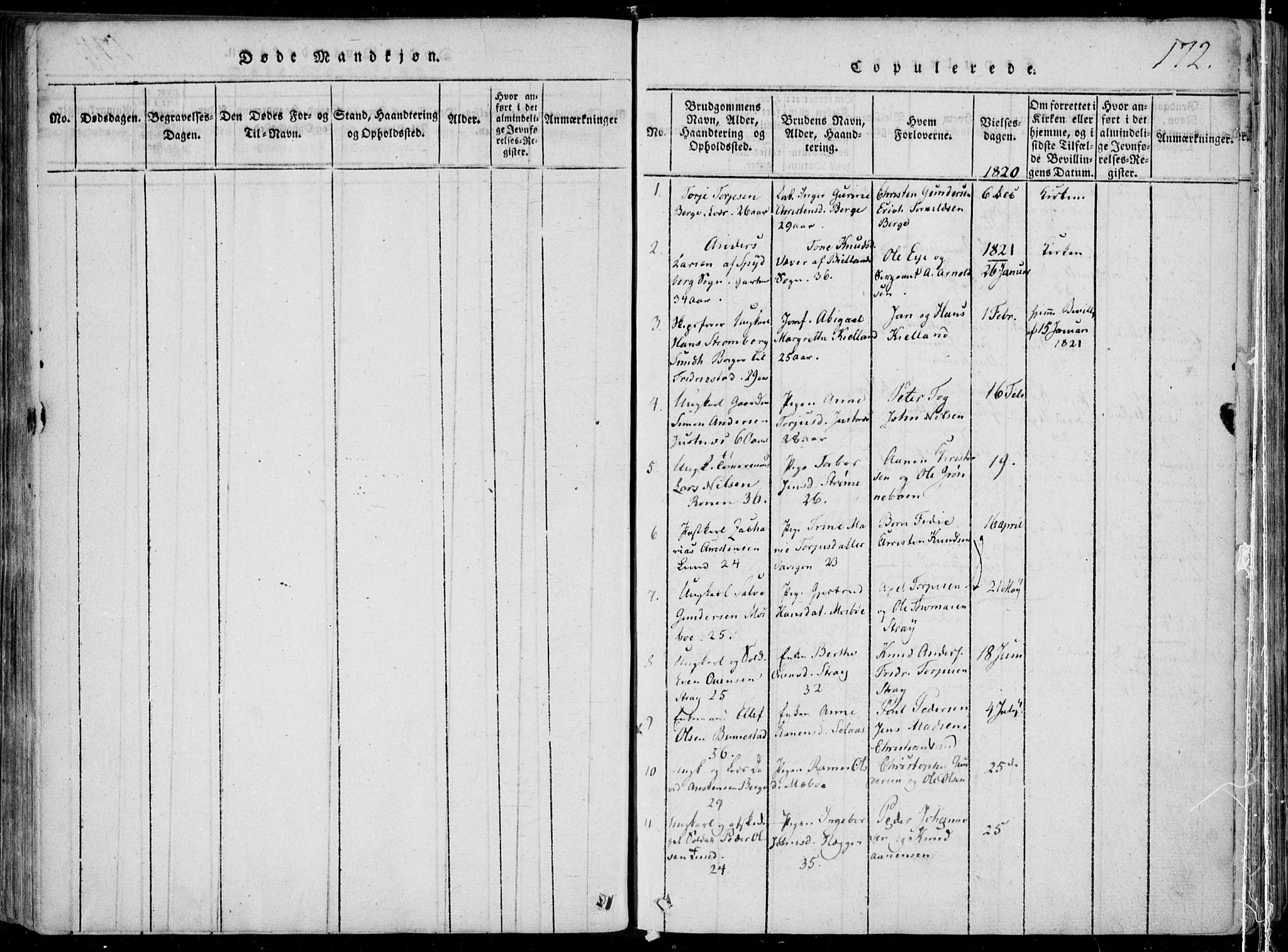 Oddernes sokneprestkontor, SAK/1111-0033/F/Fa/Faa/L0005: Parish register (official) no. A 5, 1820-1838, p. 172