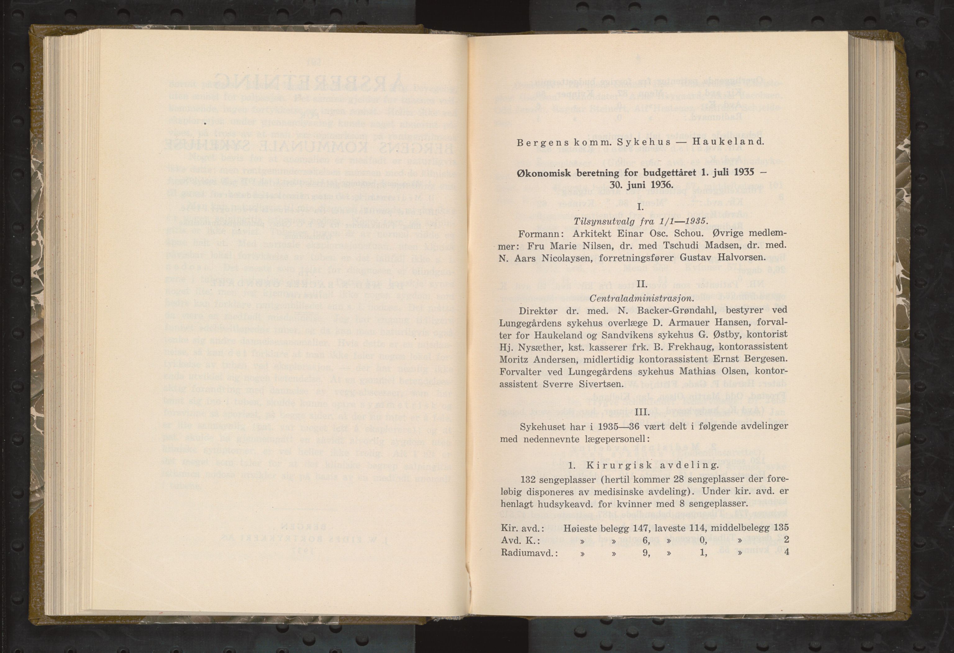 Haukeland Sykehus, Direktøren, BBA/A-2050.04/Æa/L0005: Årsberetninger 1933-1937, 1933-1937, p. 201