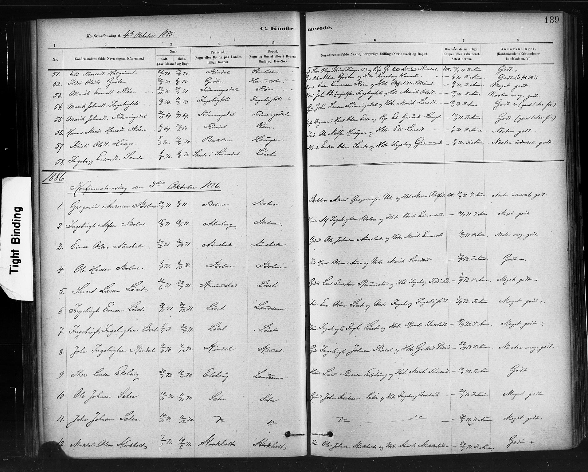 Ministerialprotokoller, klokkerbøker og fødselsregistre - Møre og Romsdal, AV/SAT-A-1454/598/L1069: Parish register (official) no. 598A03, 1882-1895, p. 139