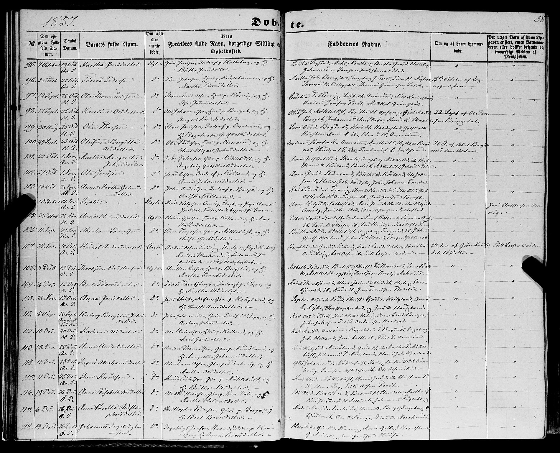 Kvinnherad sokneprestembete, SAB/A-76401/H/Haa: Parish register (official) no. A 8, 1854-1872, p. 38