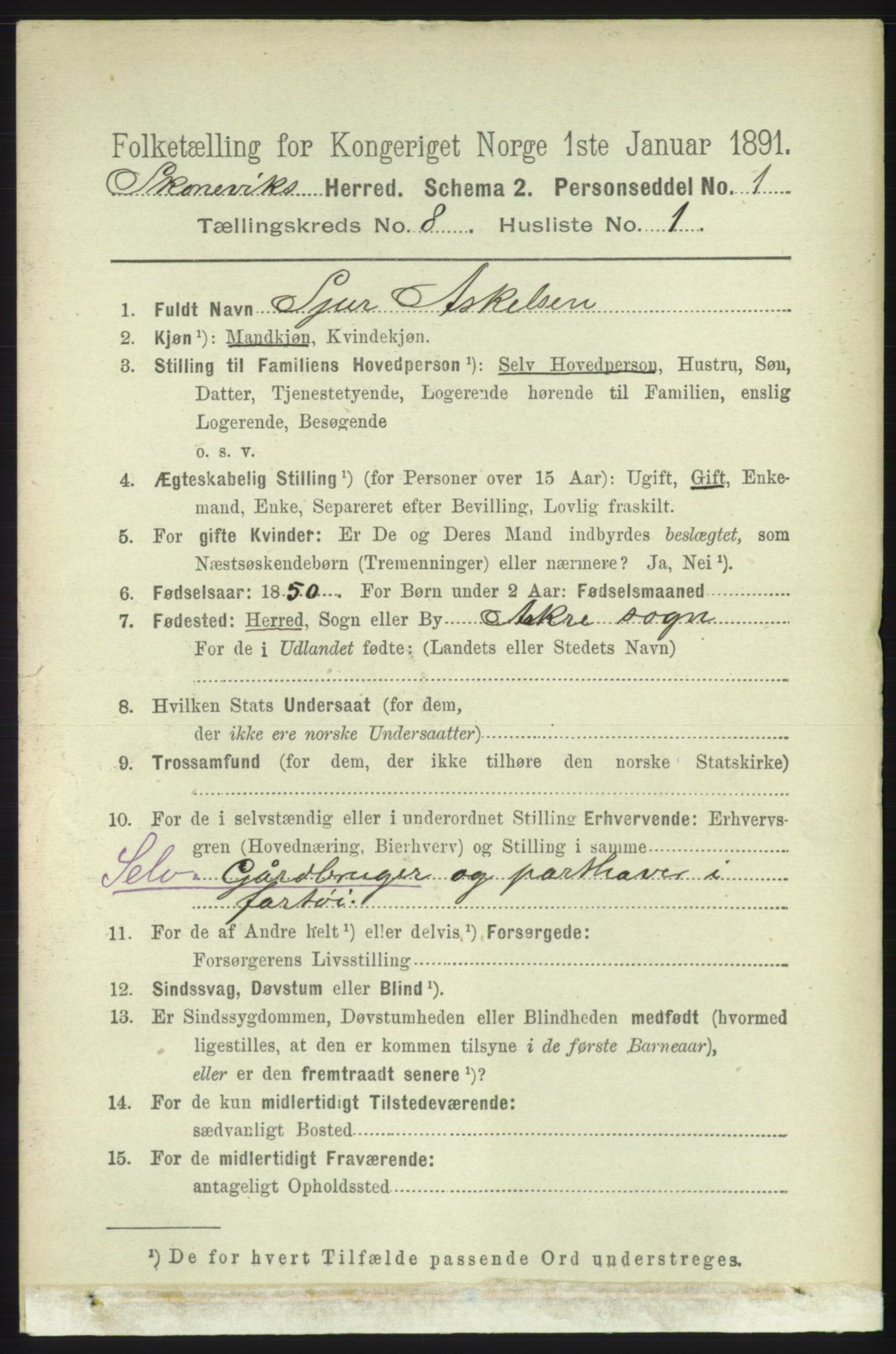 RA, 1891 census for 1212 Skånevik, 1891, p. 2180