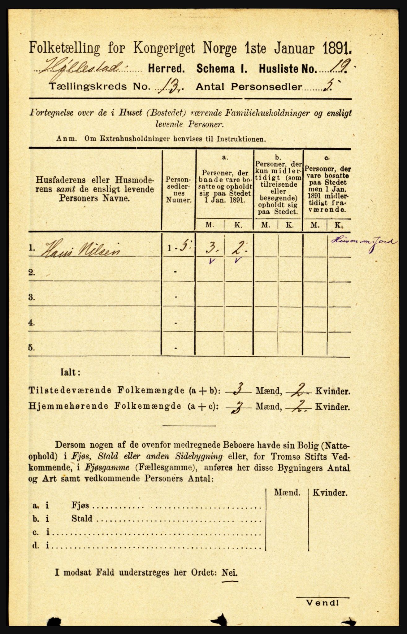 RA, 1891 census for 1413 Hyllestad, 1891, p. 2395