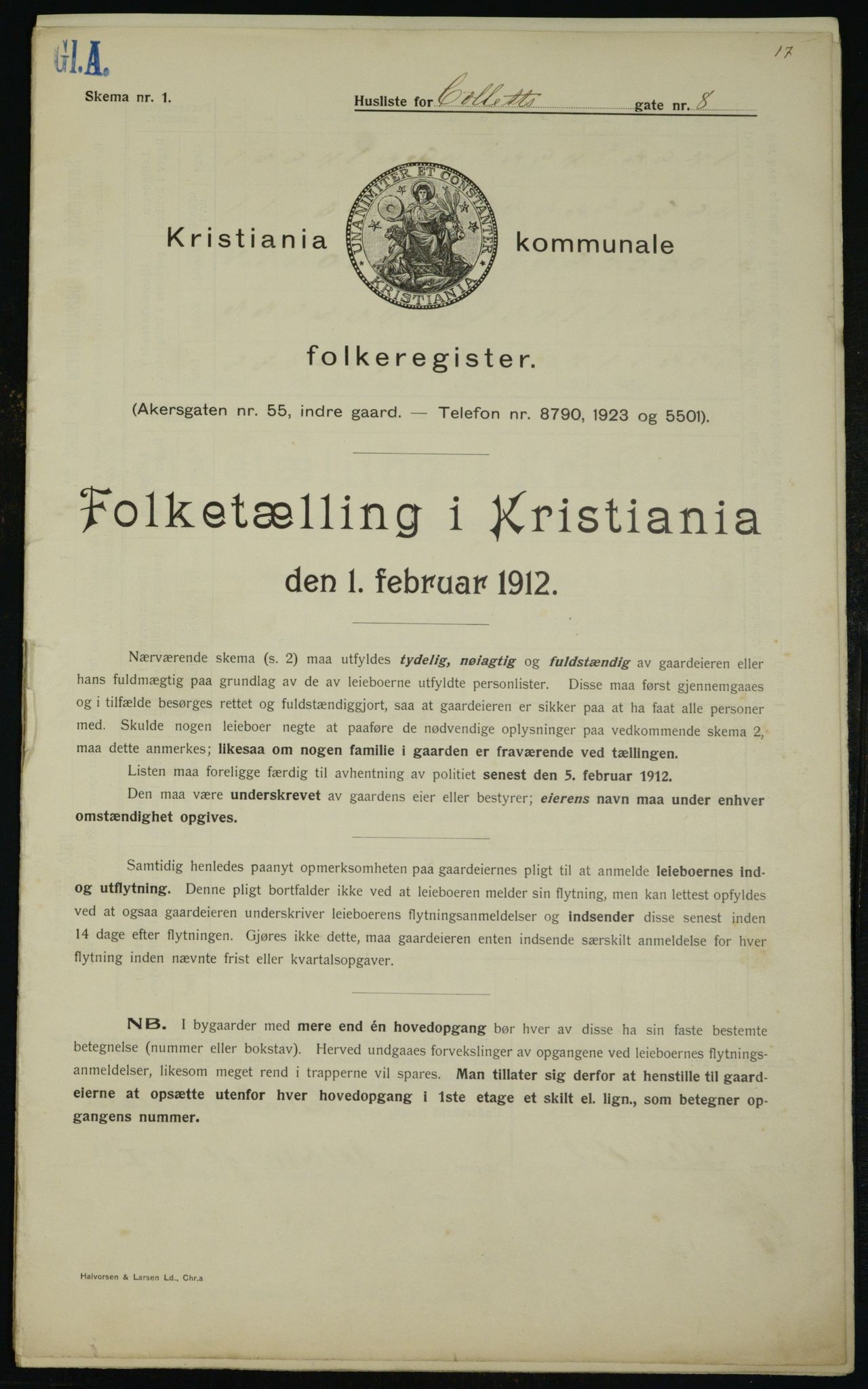OBA, Municipal Census 1912 for Kristiania, 1912, p. 12943