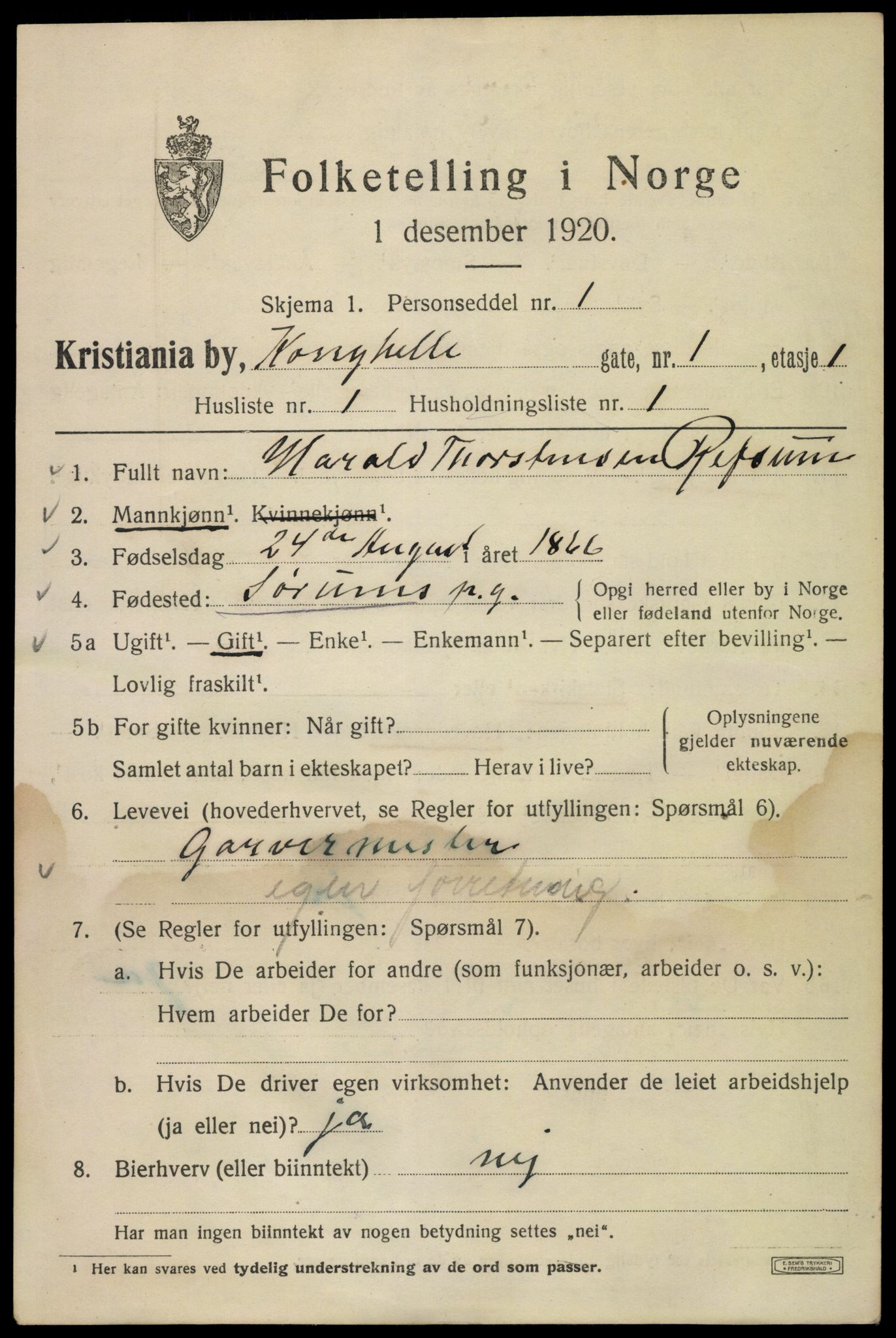 SAO, 1920 census for Kristiania, 1920, p. 346737