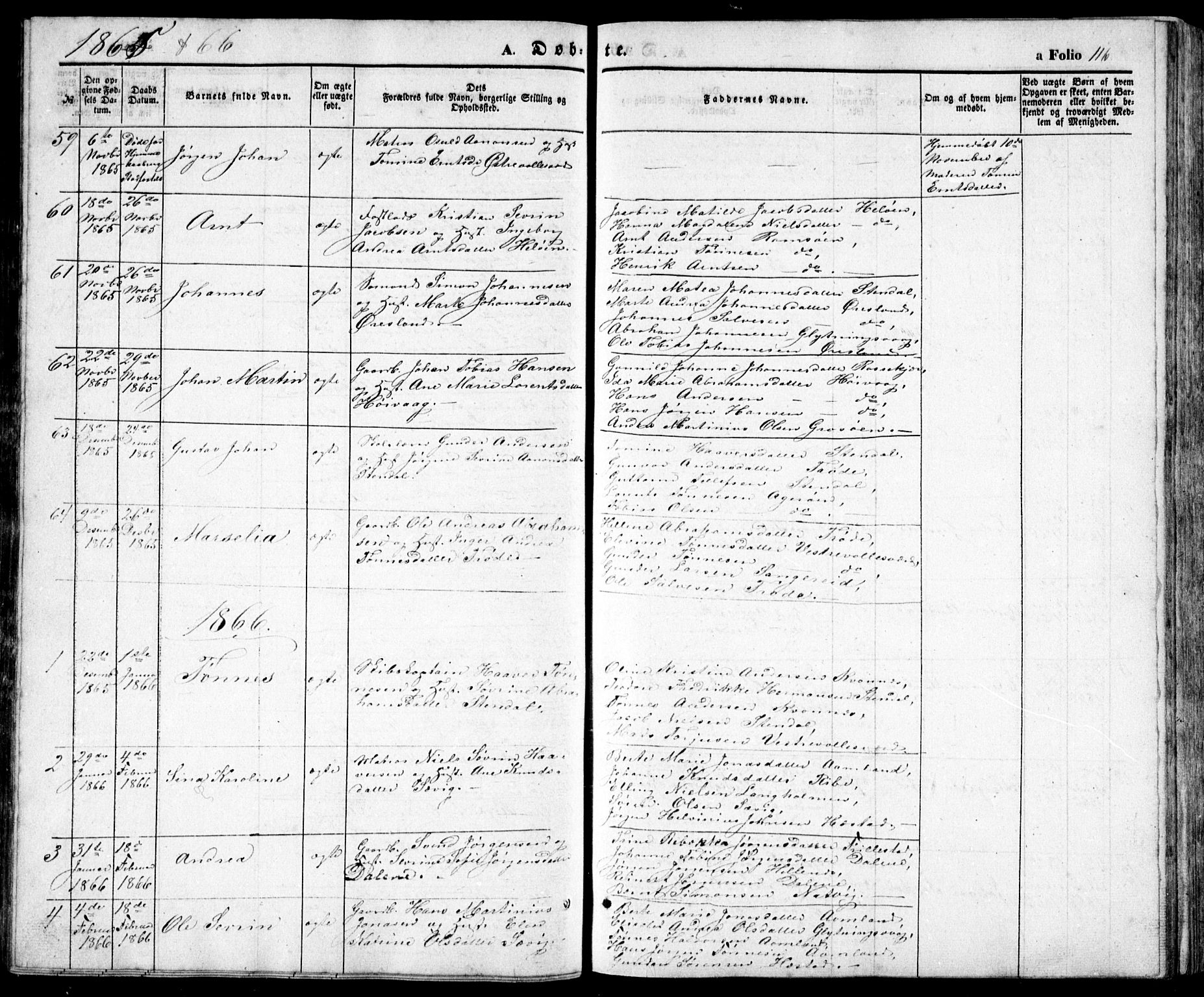 Høvåg sokneprestkontor, SAK/1111-0025/F/Fb/L0002: Parish register (copy) no. B 2, 1847-1869, p. 116