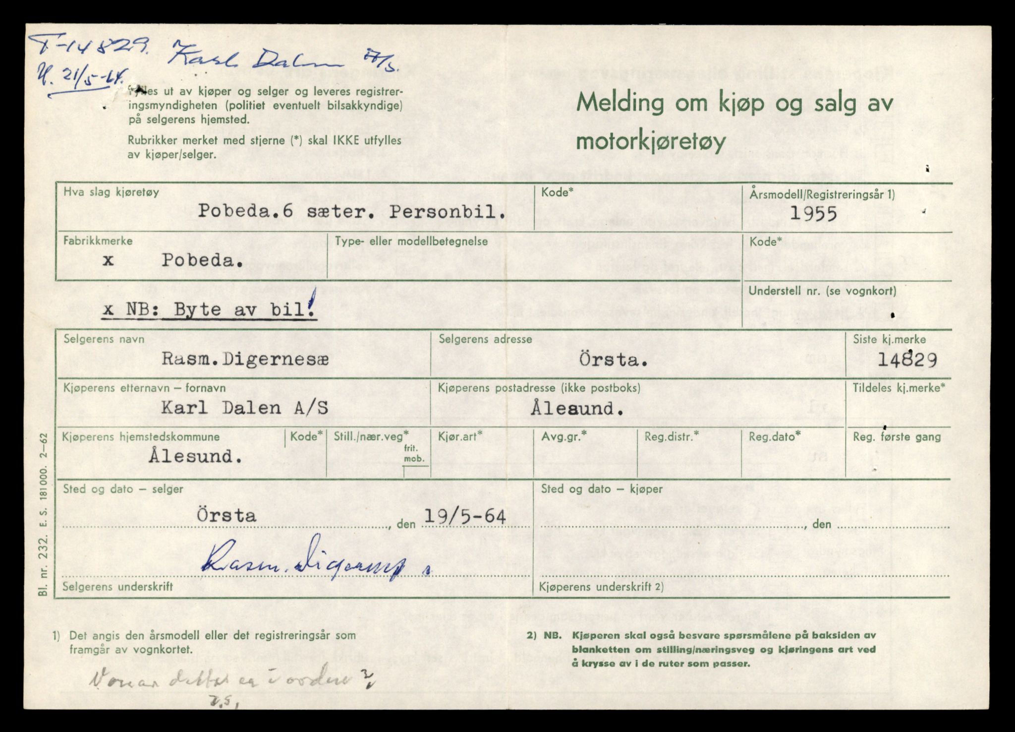 Møre og Romsdal vegkontor - Ålesund trafikkstasjon, AV/SAT-A-4099/F/Fe/L0048: Registreringskort for kjøretøy T 14721 - T 14863, 1927-1998, p. 2463