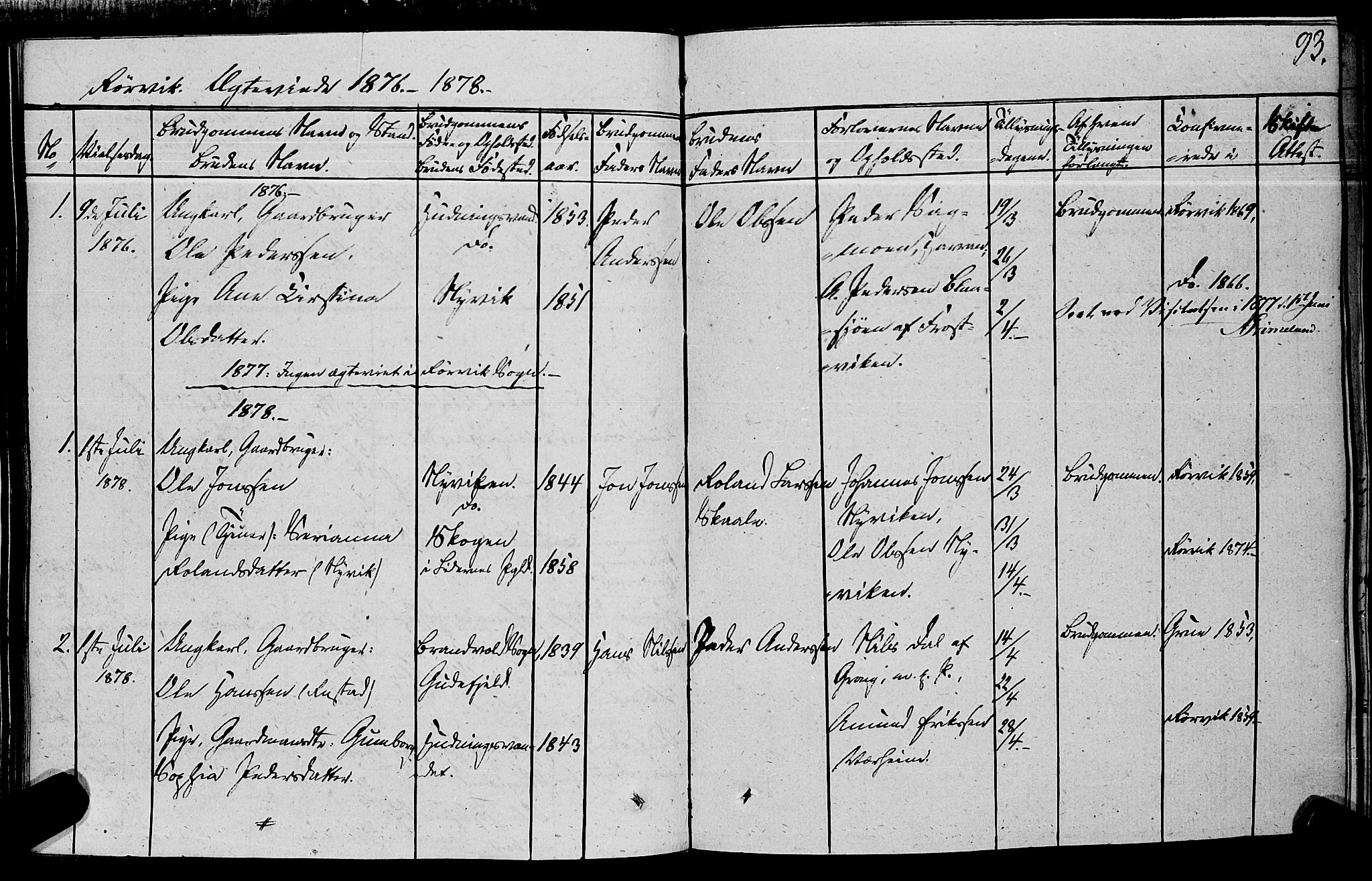 Ministerialprotokoller, klokkerbøker og fødselsregistre - Nord-Trøndelag, SAT/A-1458/762/L0538: Parish register (official) no. 762A02 /1, 1833-1879, p. 93