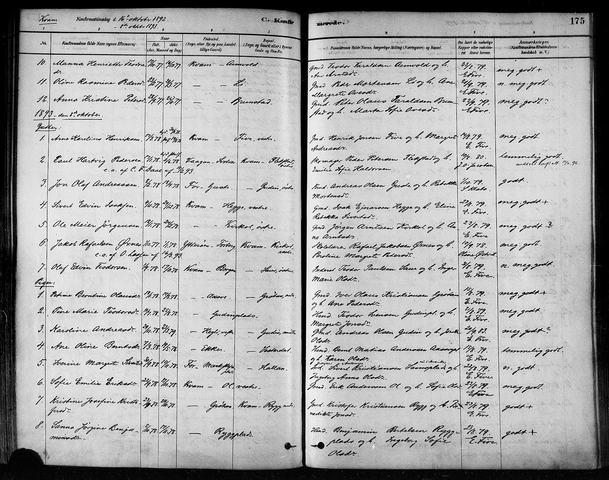 Ministerialprotokoller, klokkerbøker og fødselsregistre - Nord-Trøndelag, SAT/A-1458/746/L0449: Parish register (official) no. 746A07 /2, 1878-1899, p. 175