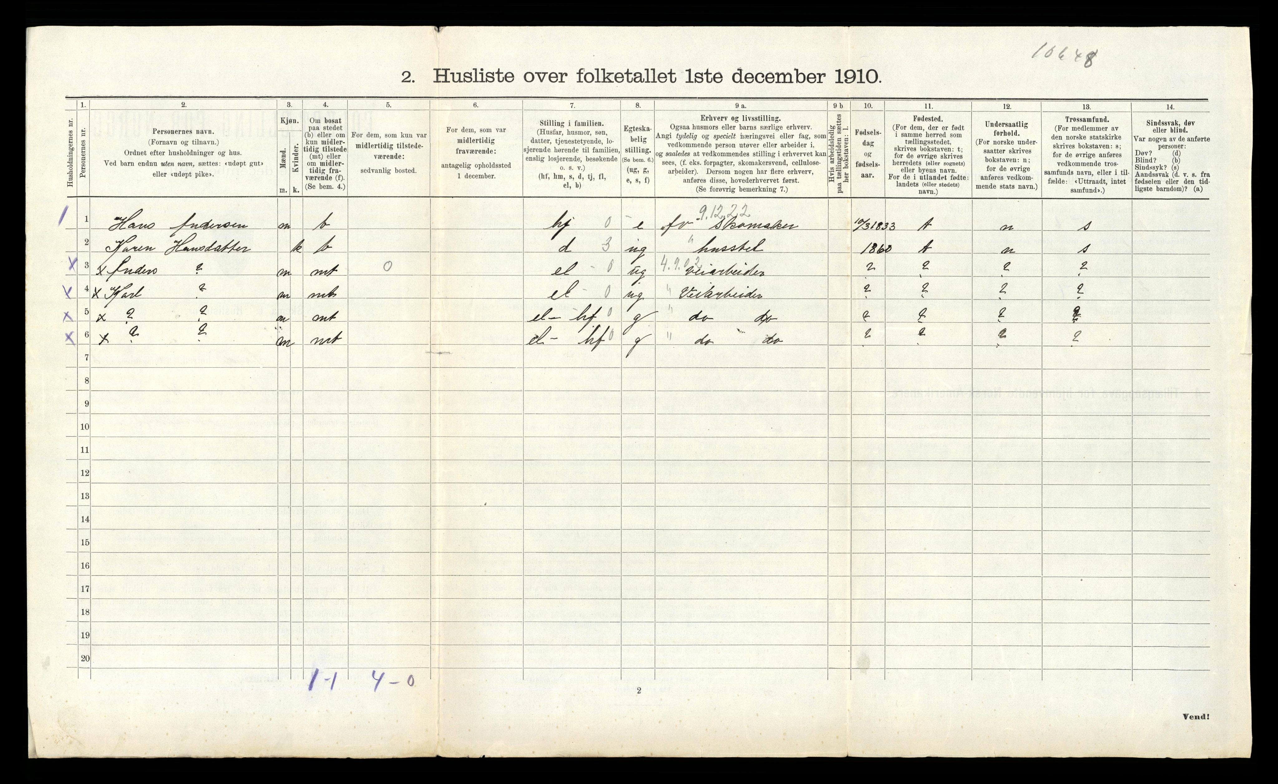 RA, 1910 census for Sande, 1910, p. 1090