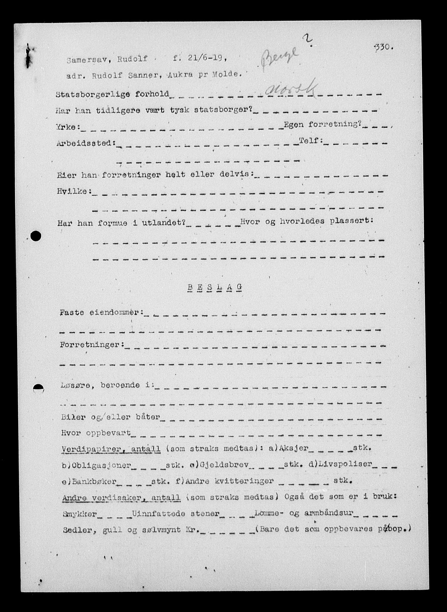 Justisdepartementet, Tilbakeføringskontoret for inndratte formuer, AV/RA-S-1564/H/Hc/Hcc/L0976: --, 1945-1947, p. 645