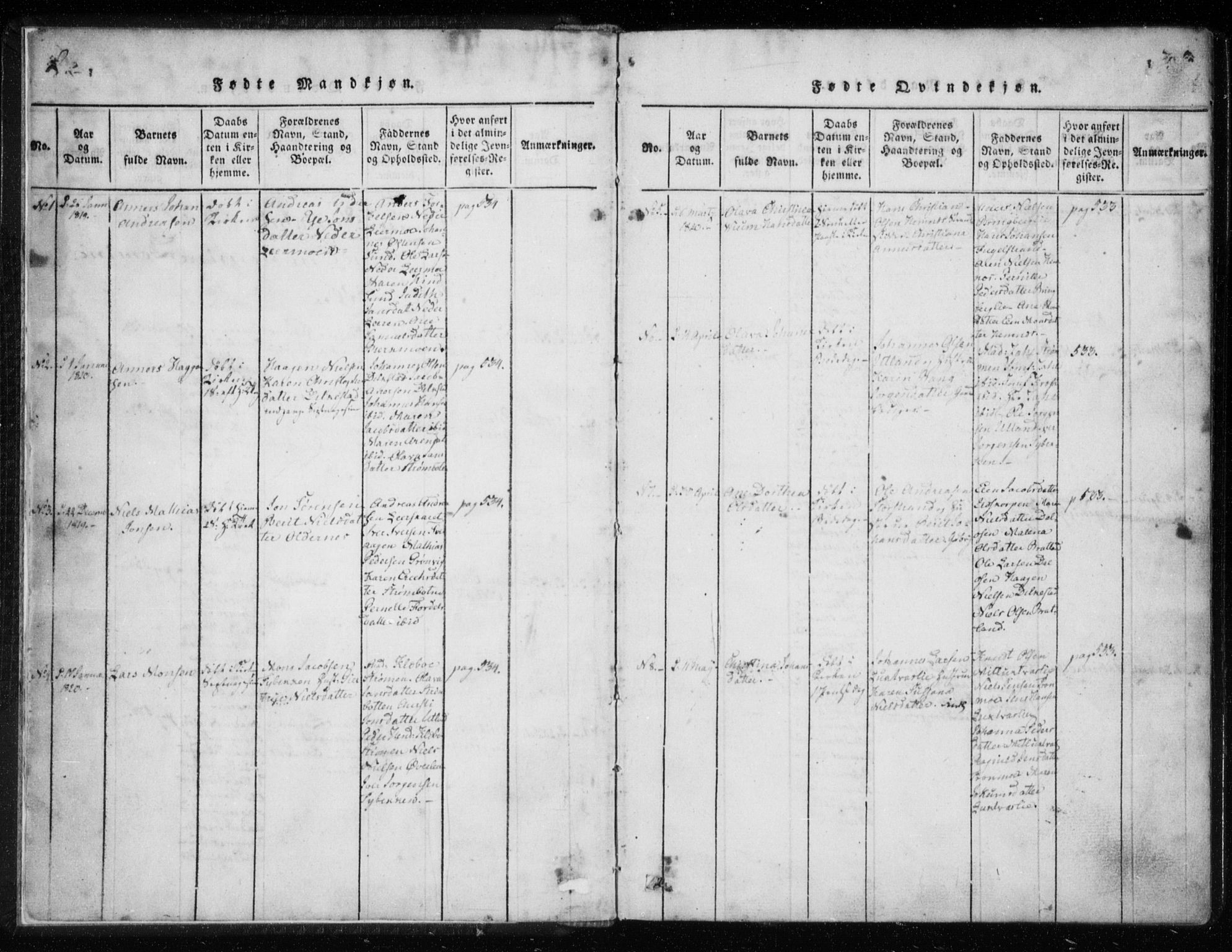 Ministerialprotokoller, klokkerbøker og fødselsregistre - Nordland, AV/SAT-A-1459/825/L0353: Parish register (official) no. 825A07, 1820-1826, p. 2-3