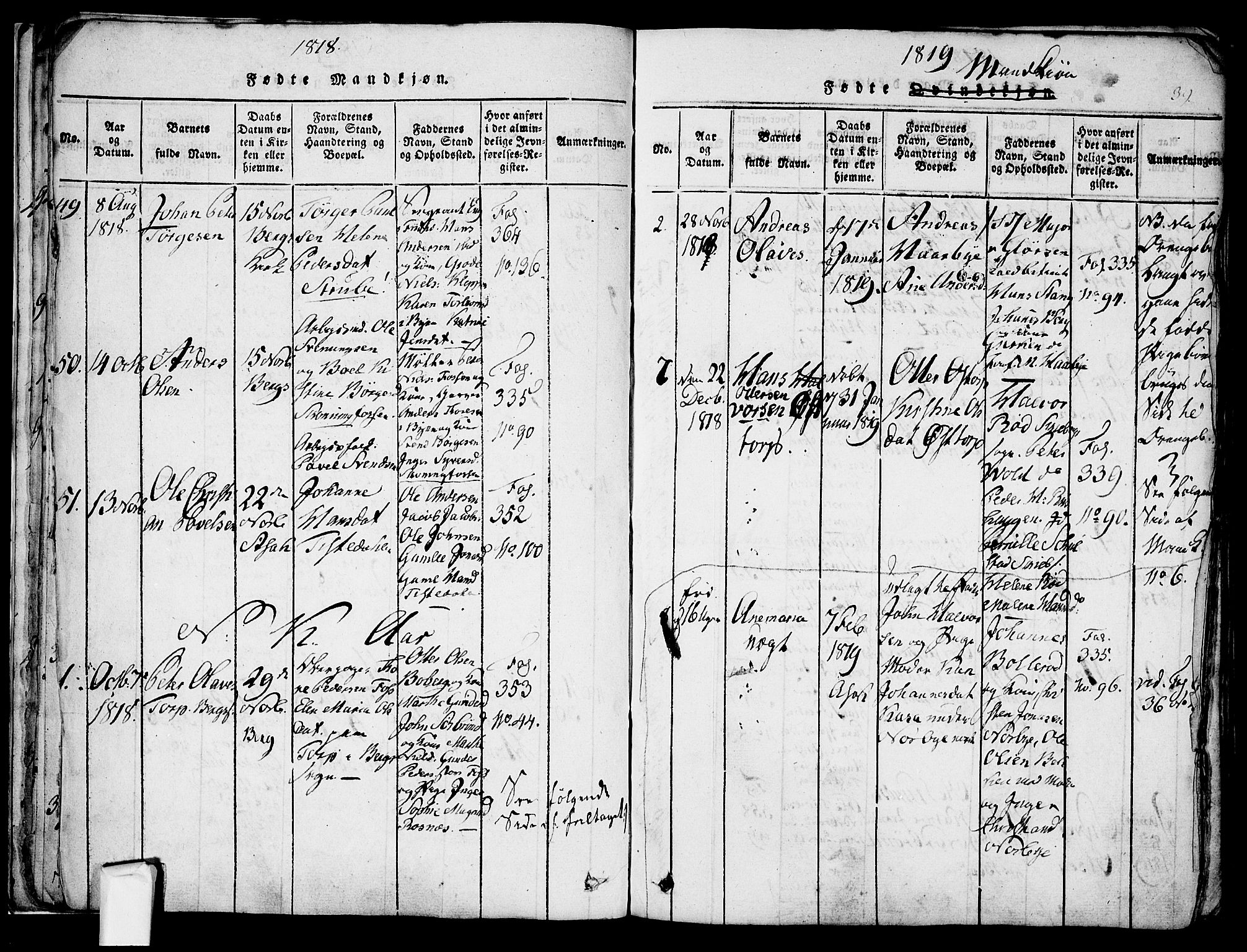 Berg prestekontor Kirkebøker, SAO/A-10902/F/Fa/L0002: Parish register (official) no. I 2, 1815-1831, p. 39