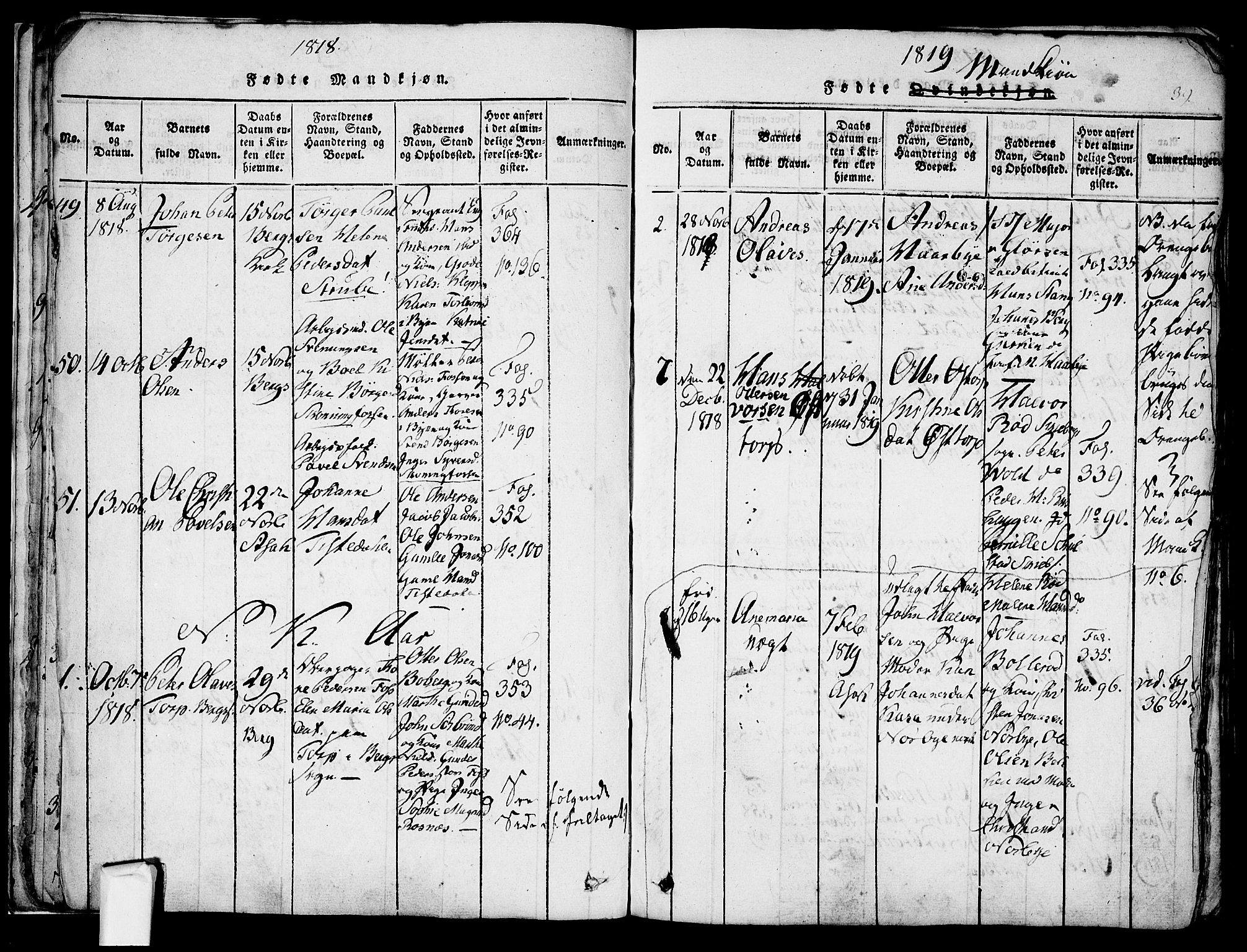 Berg prestekontor Kirkebøker, AV/SAO-A-10902/F/Fa/L0002: Parish register (official) no. I 2, 1815-1831, p. 39