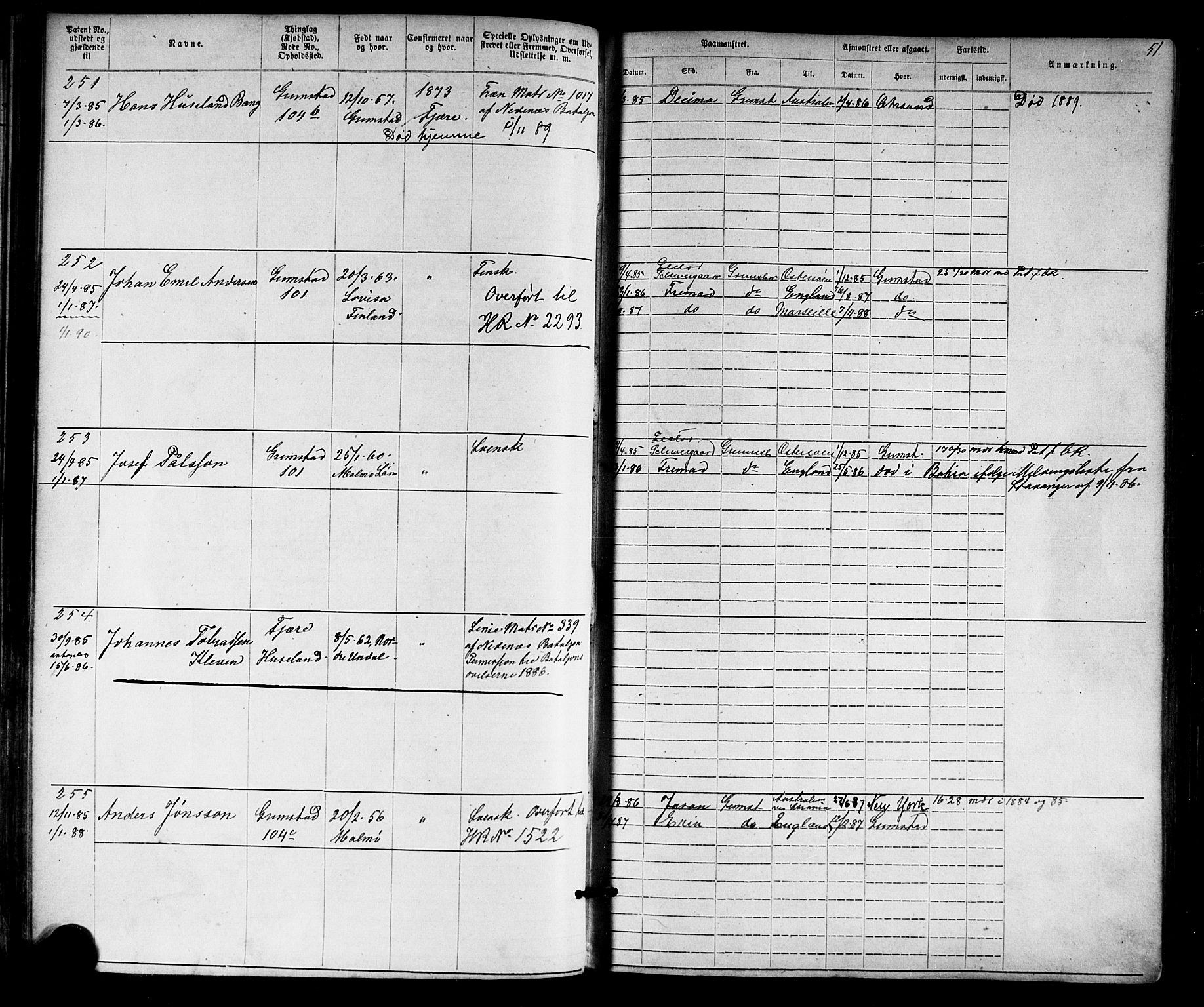 Grimstad mønstringskrets, SAK/2031-0013/F/Fa/L0005: Annotasjonsrulle nr 1-1910 med register, V-18, 1870-1892, p. 74