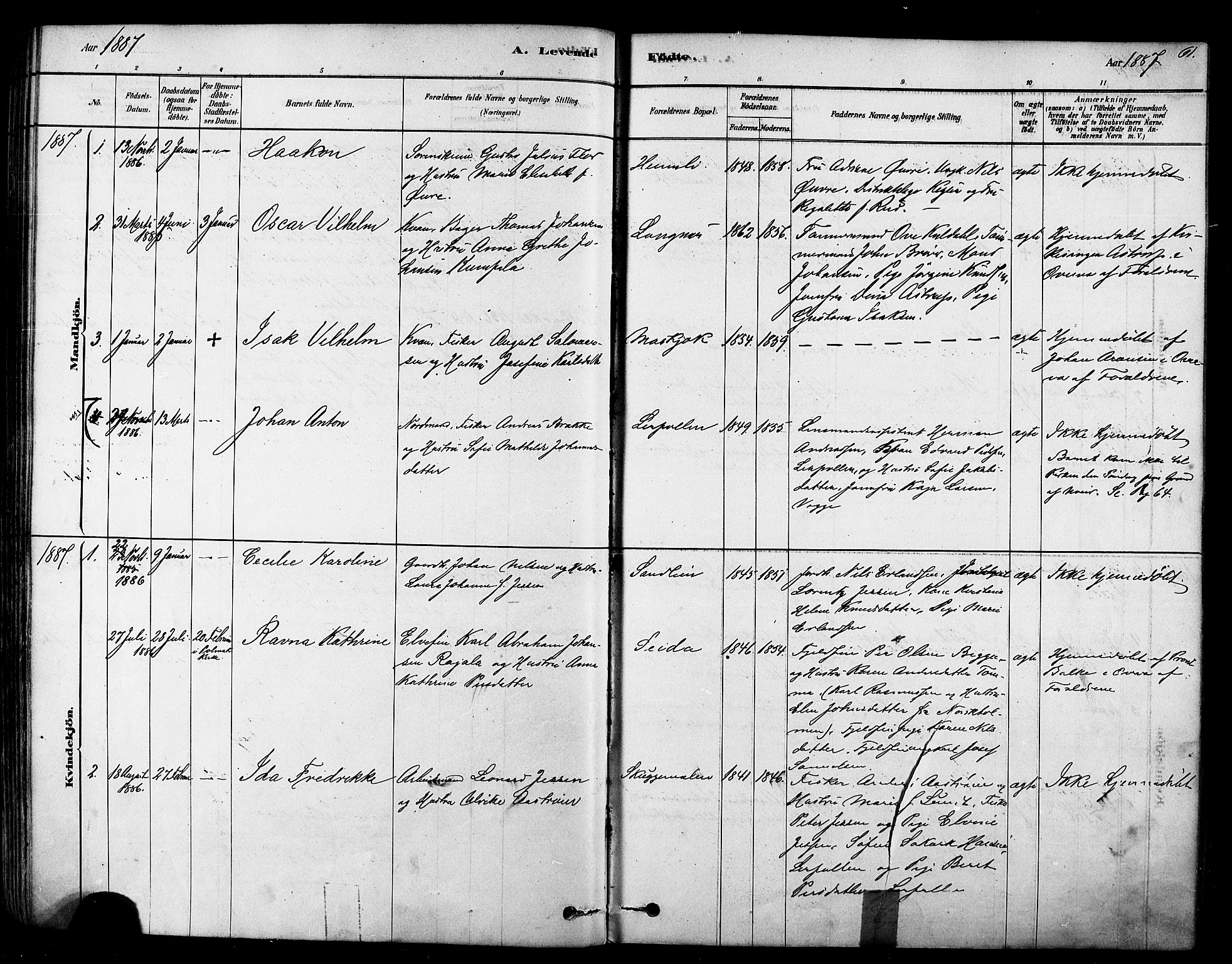Tana sokneprestkontor, SATØ/S-1334/H/Ha/L0004kirke: Parish register (official) no. 4, 1878-1891, p. 61