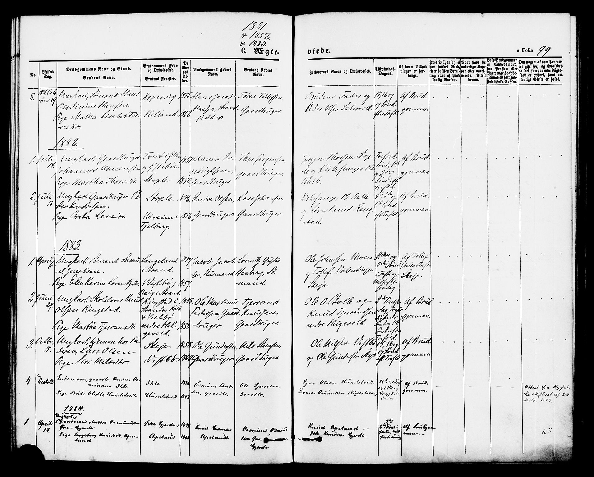 Vikedal sokneprestkontor, AV/SAST-A-101840/01/IV: Parish register (official) no. A 8, 1868-1885, p. 99