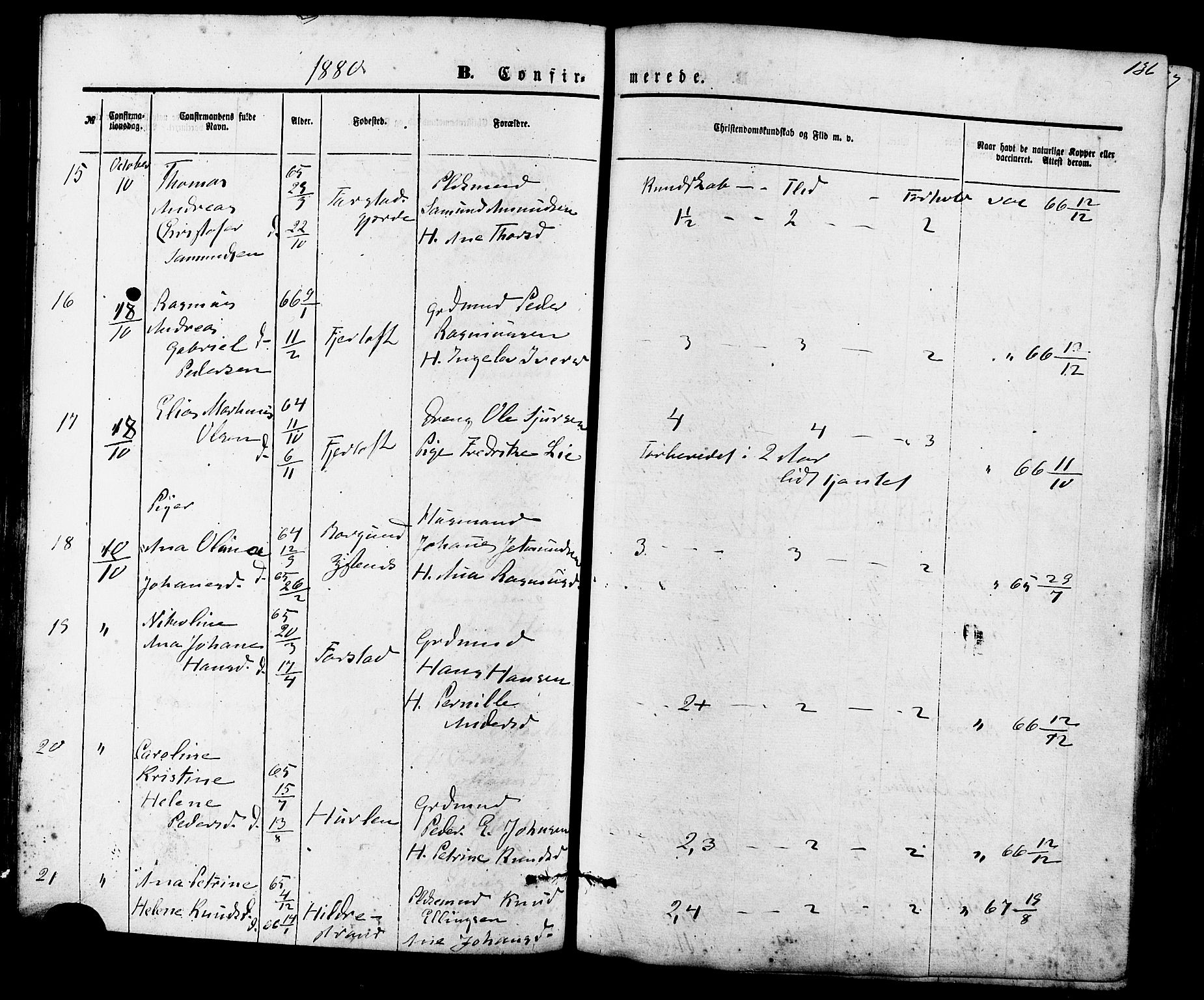 Ministerialprotokoller, klokkerbøker og fødselsregistre - Møre og Romsdal, AV/SAT-A-1454/536/L0500: Parish register (official) no. 536A09, 1876-1889, p. 136