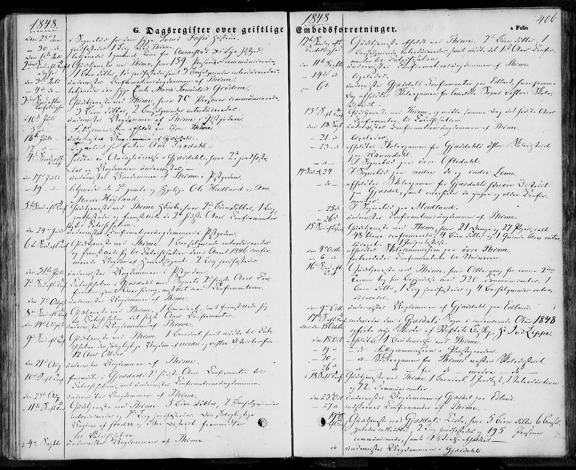 Lye sokneprestkontor, AV/SAST-A-101794/001/30BA/L0006: Parish register (official) no. A 5.2, 1842-1855, p. 406