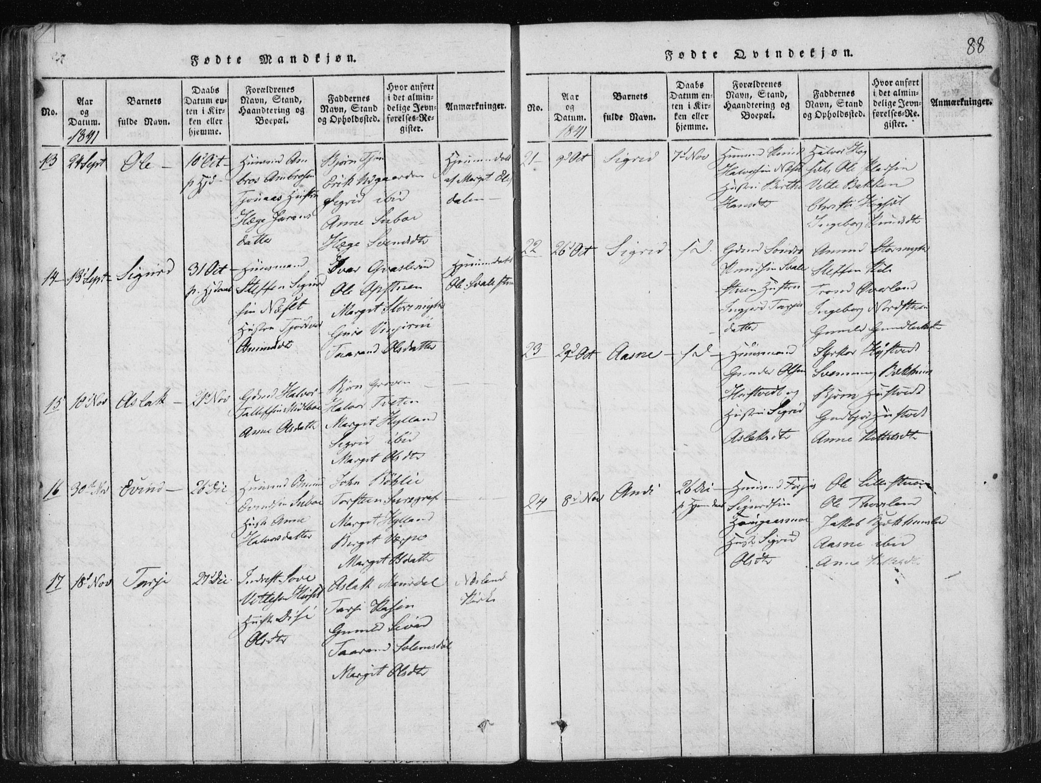 Vinje kirkebøker, SAKO/A-312/F/Fa/L0003: Parish register (official) no. I 3, 1814-1843, p. 88