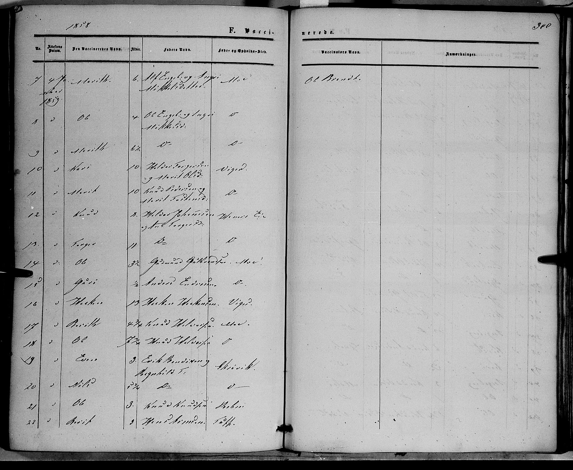 Vestre Slidre prestekontor, SAH/PREST-136/H/Ha/Haa/L0002: Parish register (official) no. 2, 1856-1864, p. 300