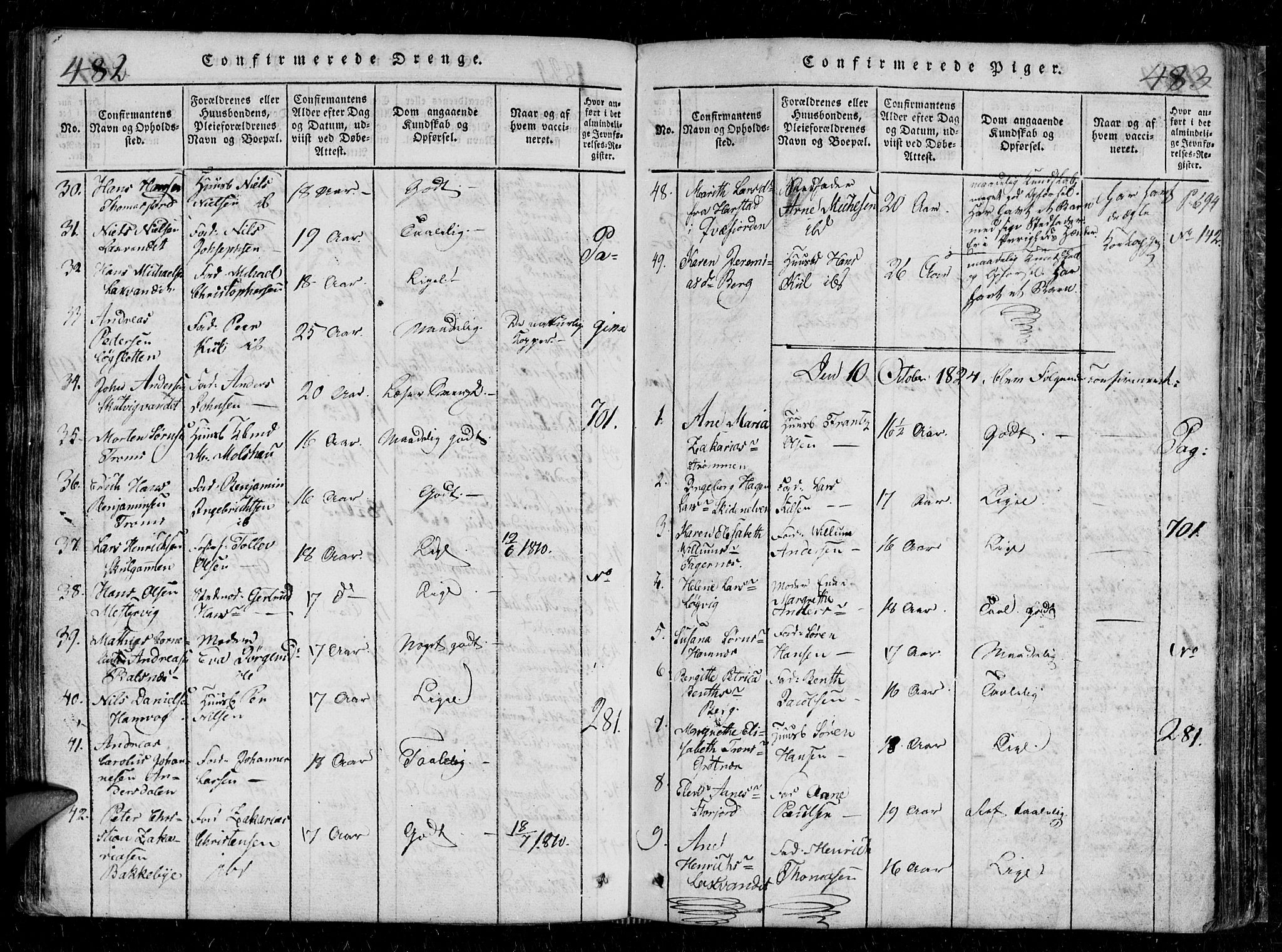 Tromsø sokneprestkontor/stiftsprosti/domprosti, SATØ/S-1343/G/Gb/L0001klokker: Parish register (copy) no. 1, 1821-1833, p. 482-483