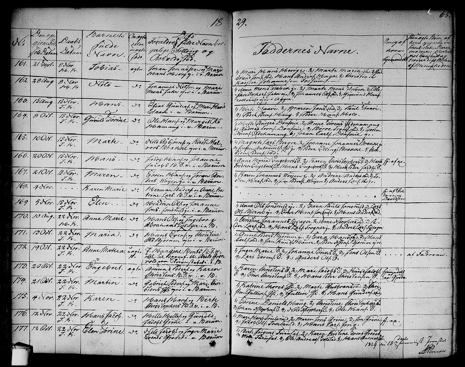 Asker prestekontor Kirkebøker, SAO/A-10256a/F/Fa/L0007: Parish register (official) no. I 7, 1825-1864, p. 65