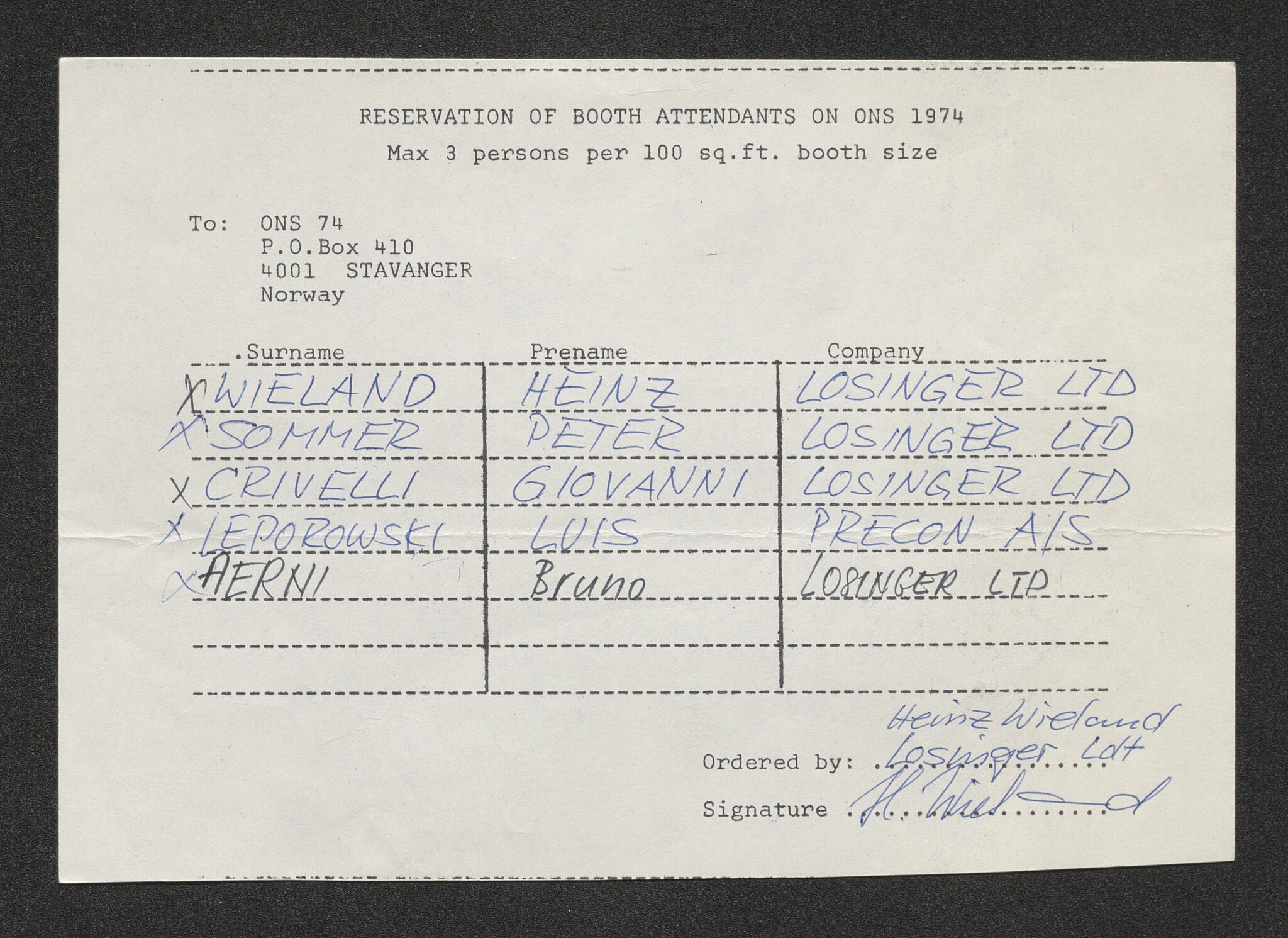 Pa 1716 - Stiftelsen Offshore Northern Seas, AV/SAST-A-102319/X/Xc/L0001: Invitasjonspakker ONS 74 og ONS 76, 1974-1976, p. 4